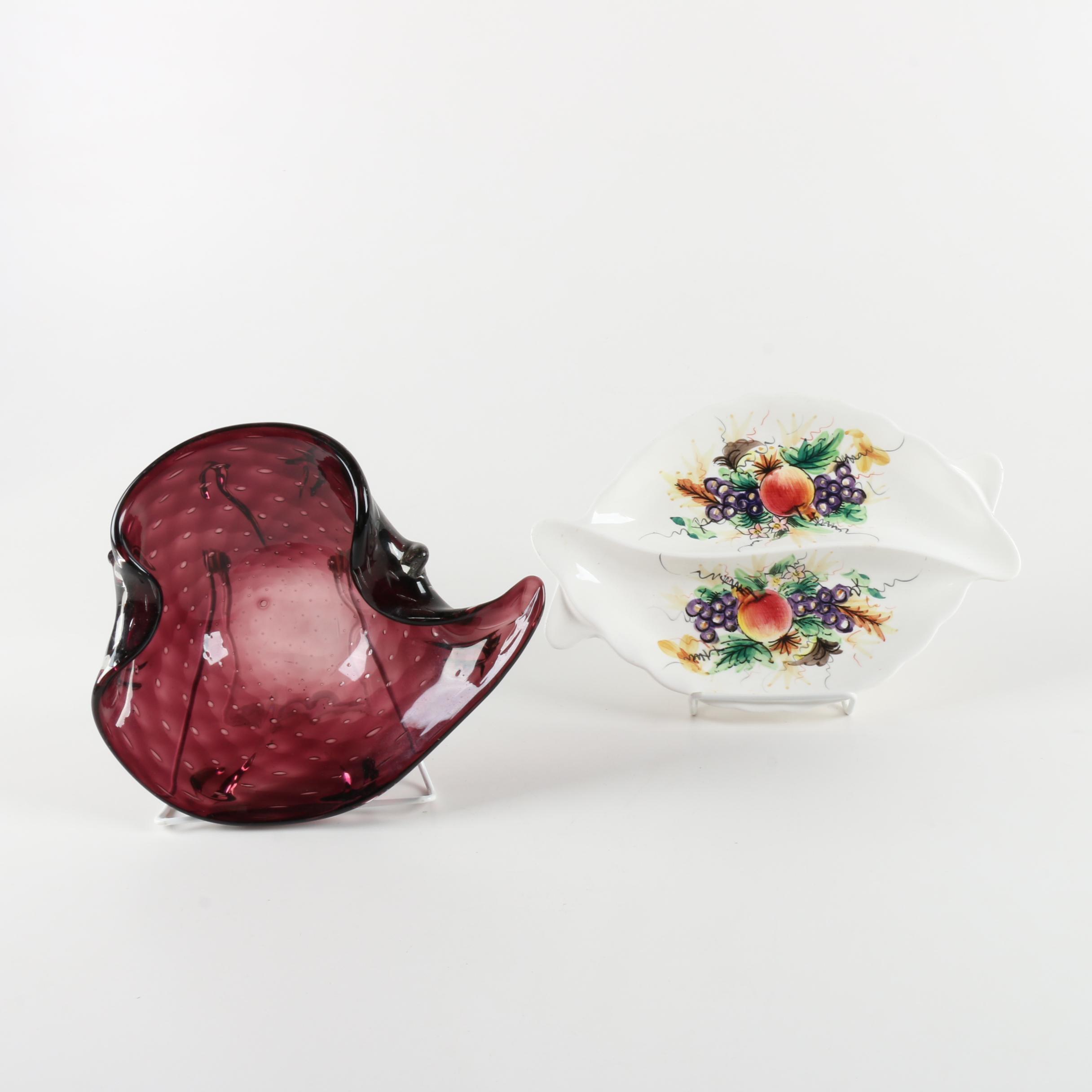 Pair of Lefton China and Art Glass Bowls