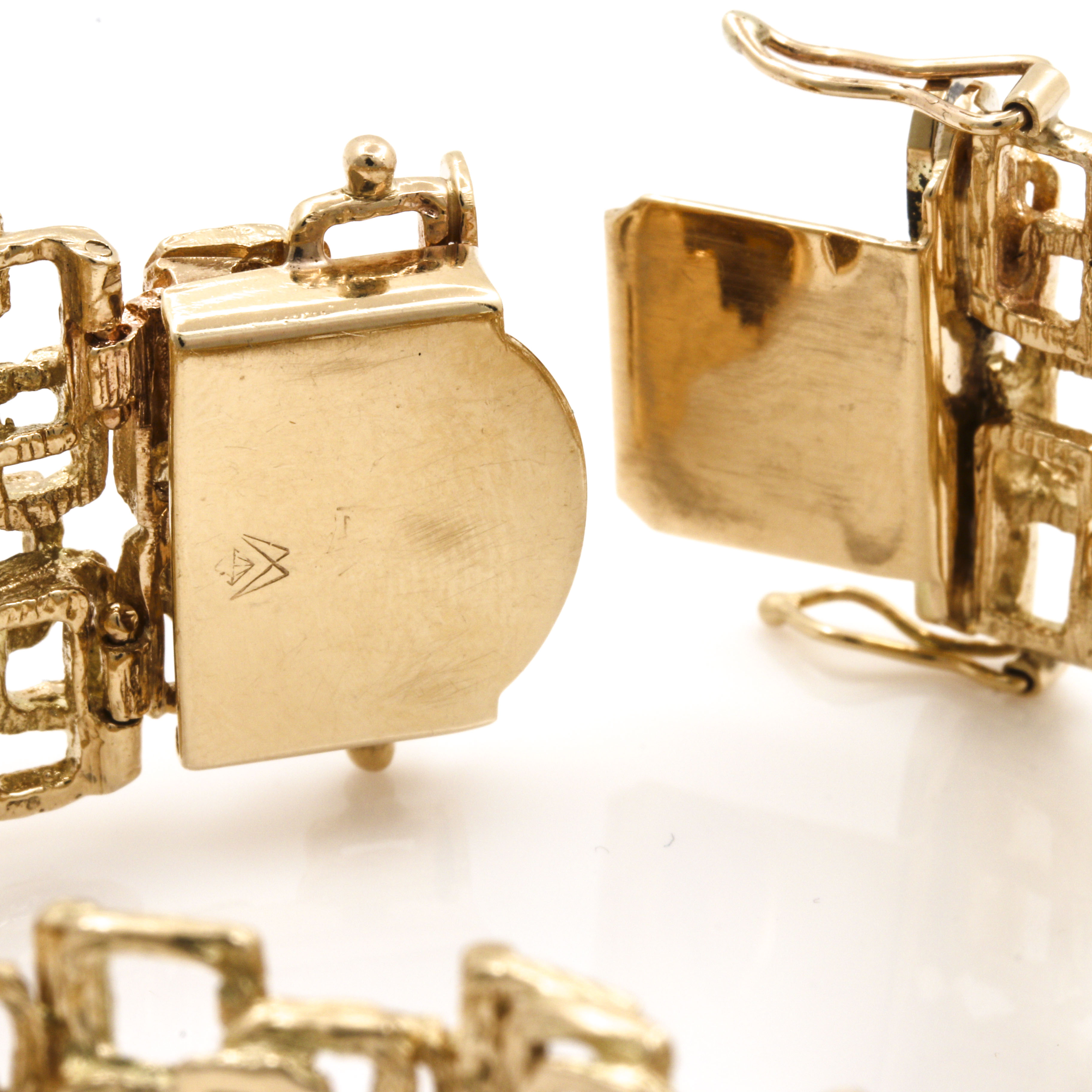 14K Yellow Gold Geometric Hinged Link Bracelet