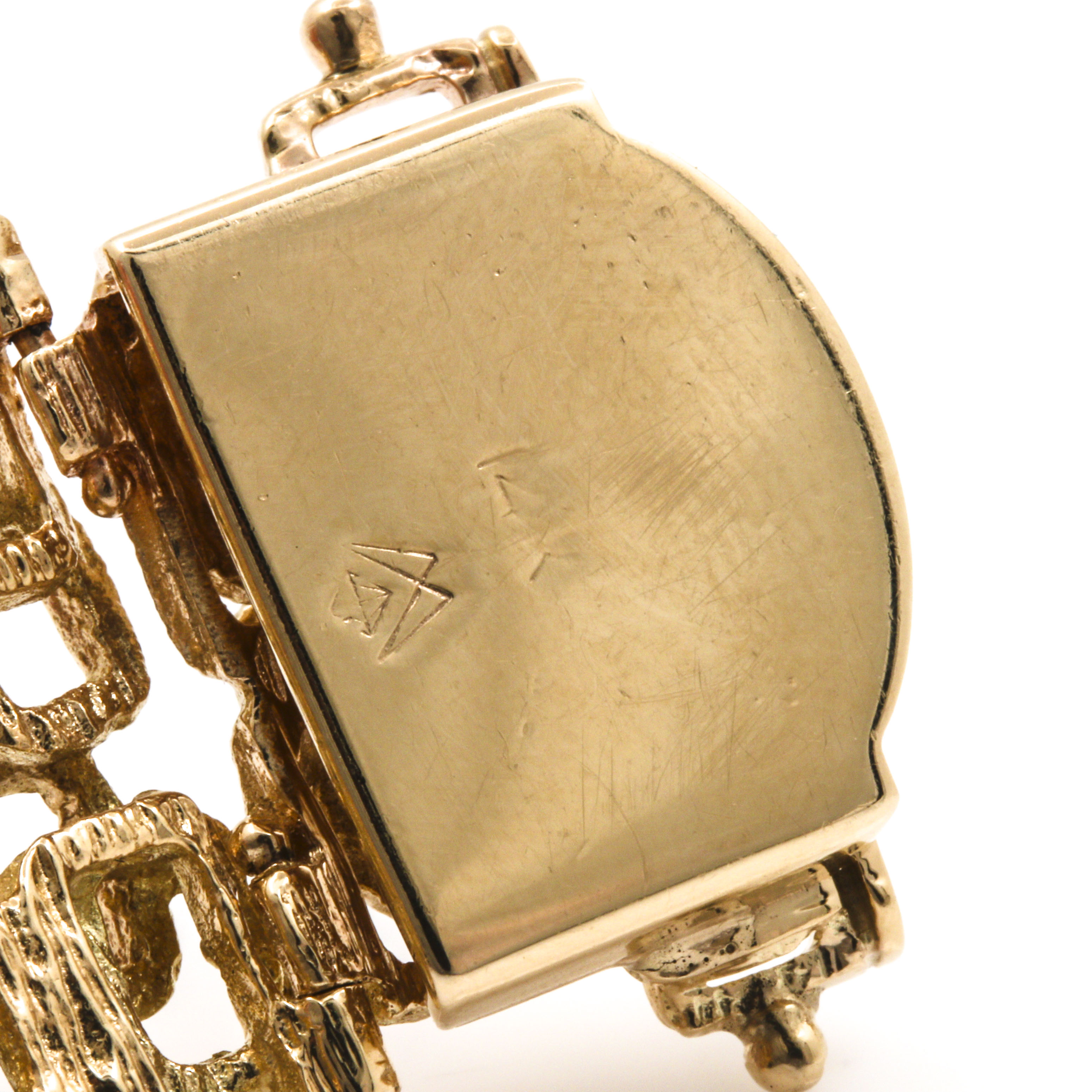 14K Yellow Gold Geometric Hinged Link Bracelet