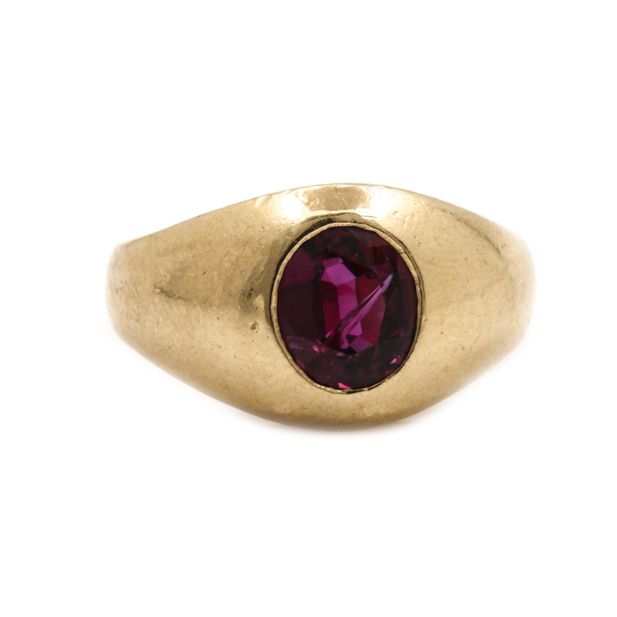 14K Yellow Gold Ruby Ring