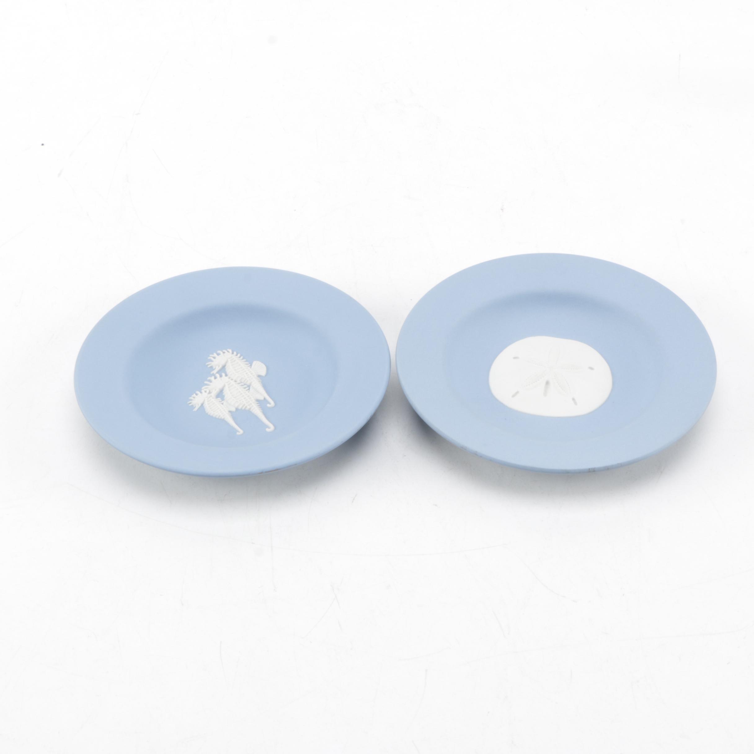 Wedgwood "Cream on Lavender" Jasperware Plates with Sea Life