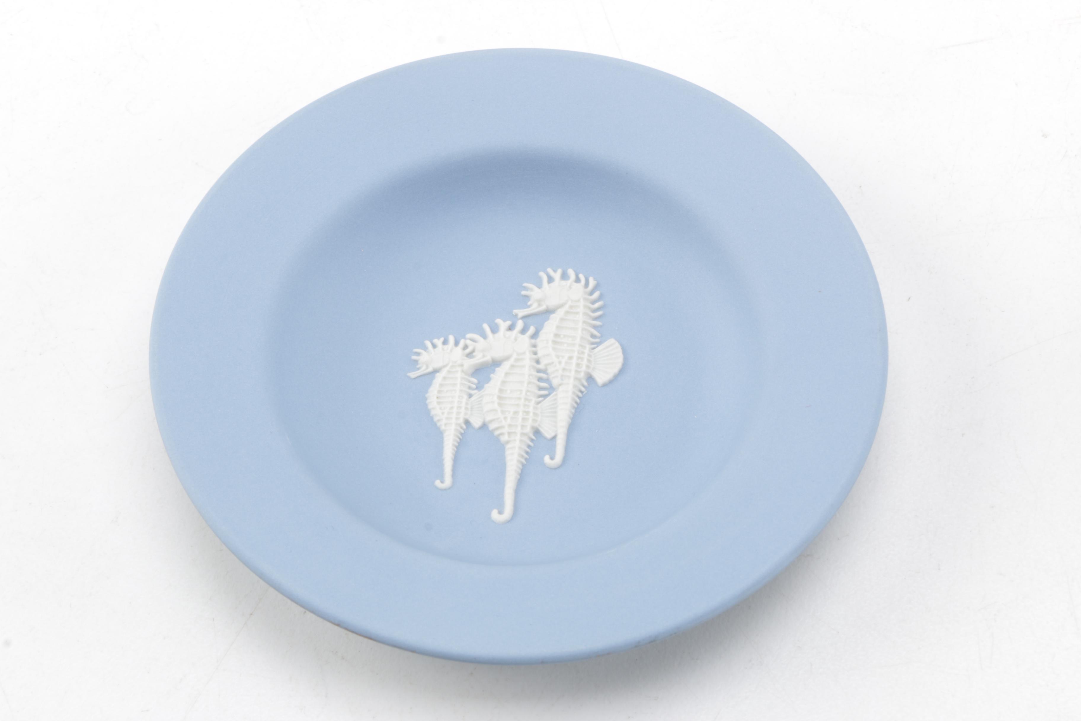 Wedgwood "Cream on Lavender" Jasperware Plates with Sea Life