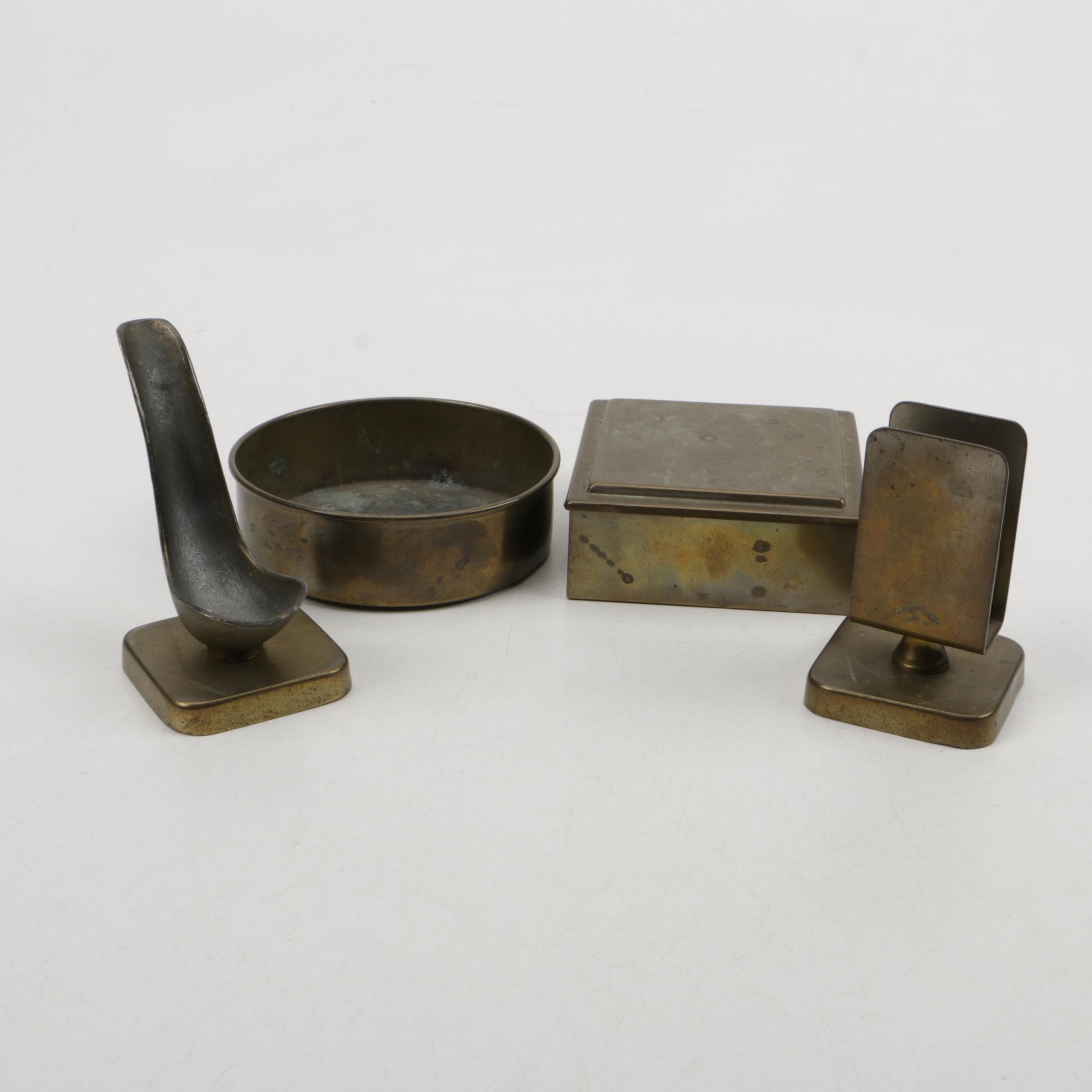 Vintage Bradley & Hubbard Brass Smoking Set