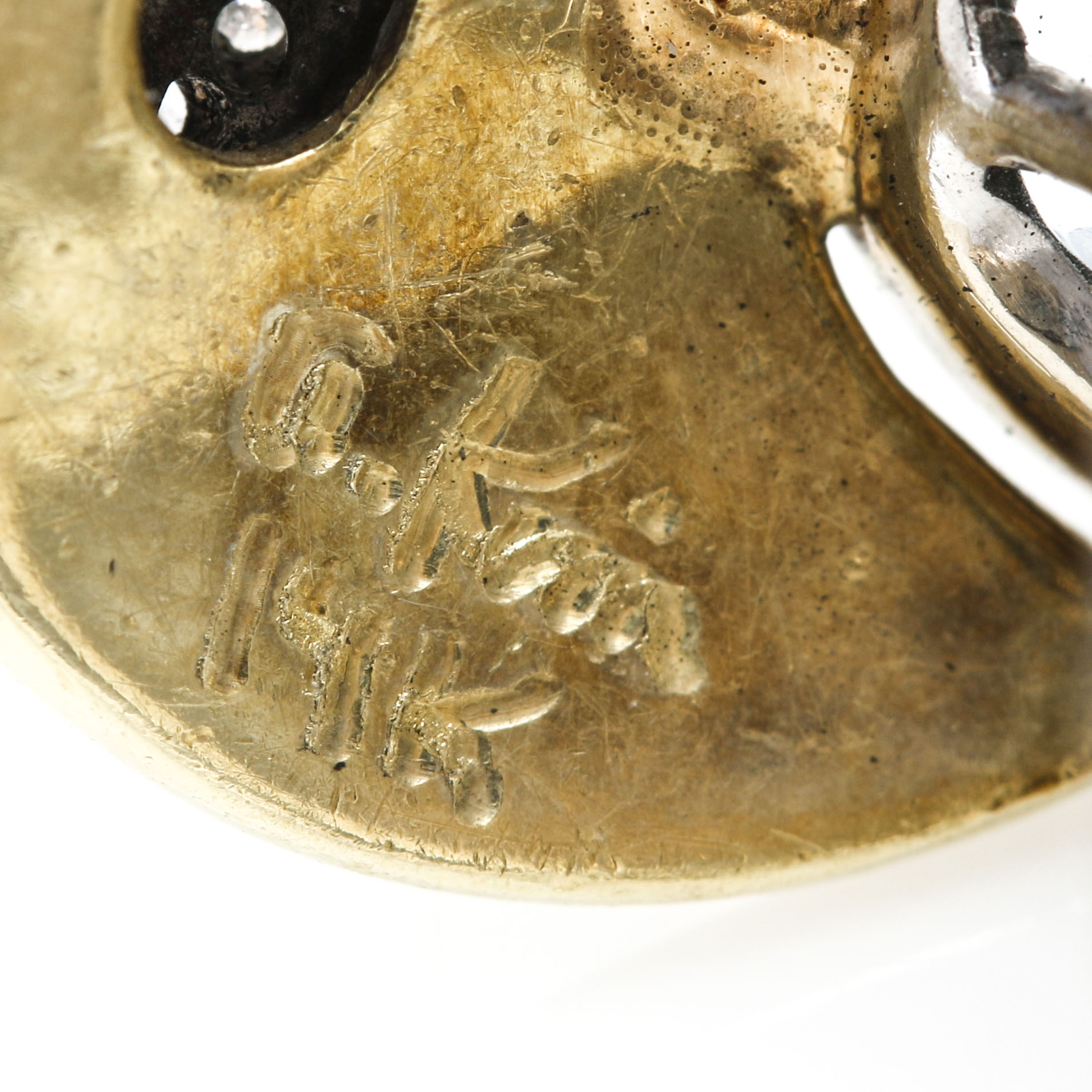 14K White and Yellow Gold Topaz, Diamond and Enamel Ring