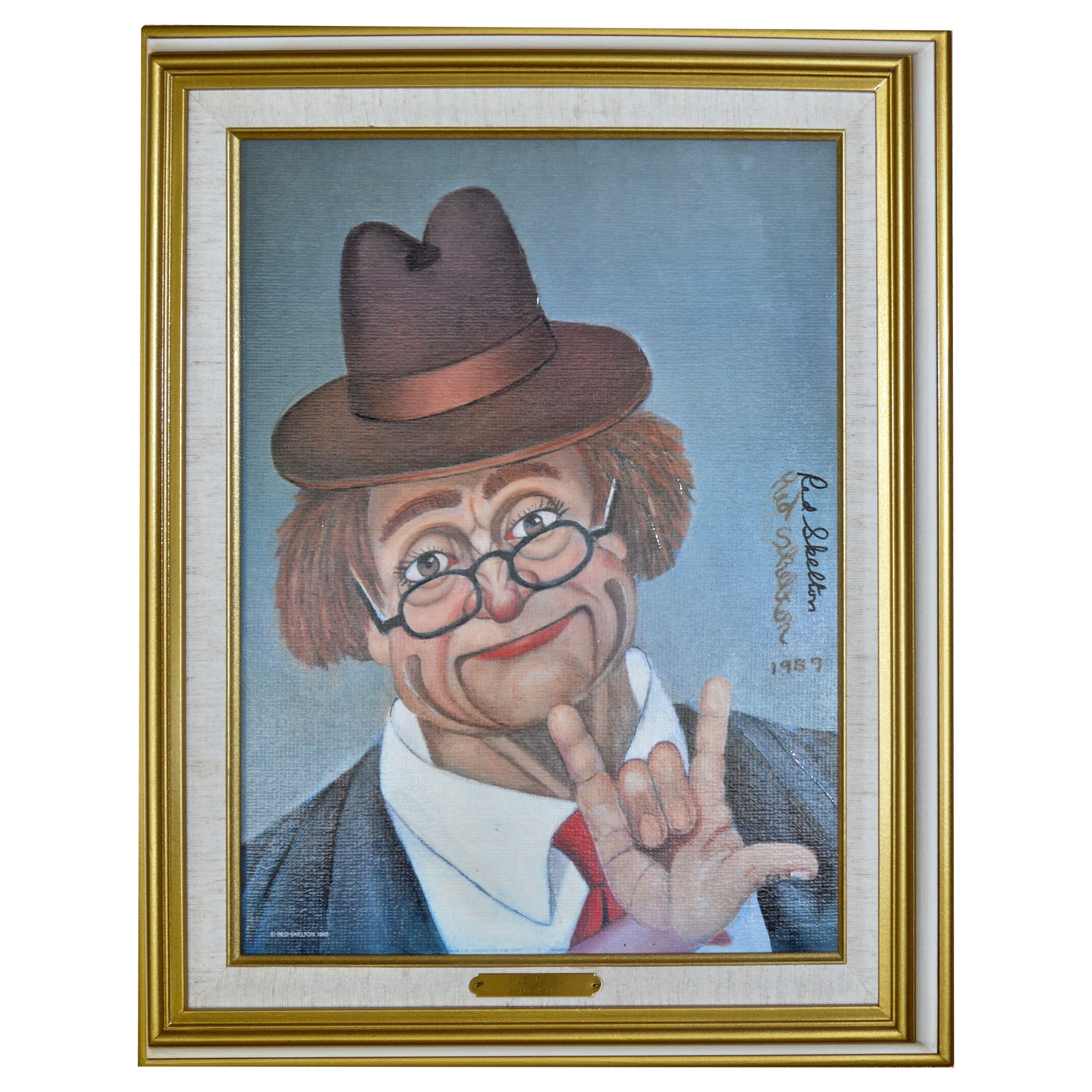 Signed Red Skelton "I Love You" Offset Lithograph