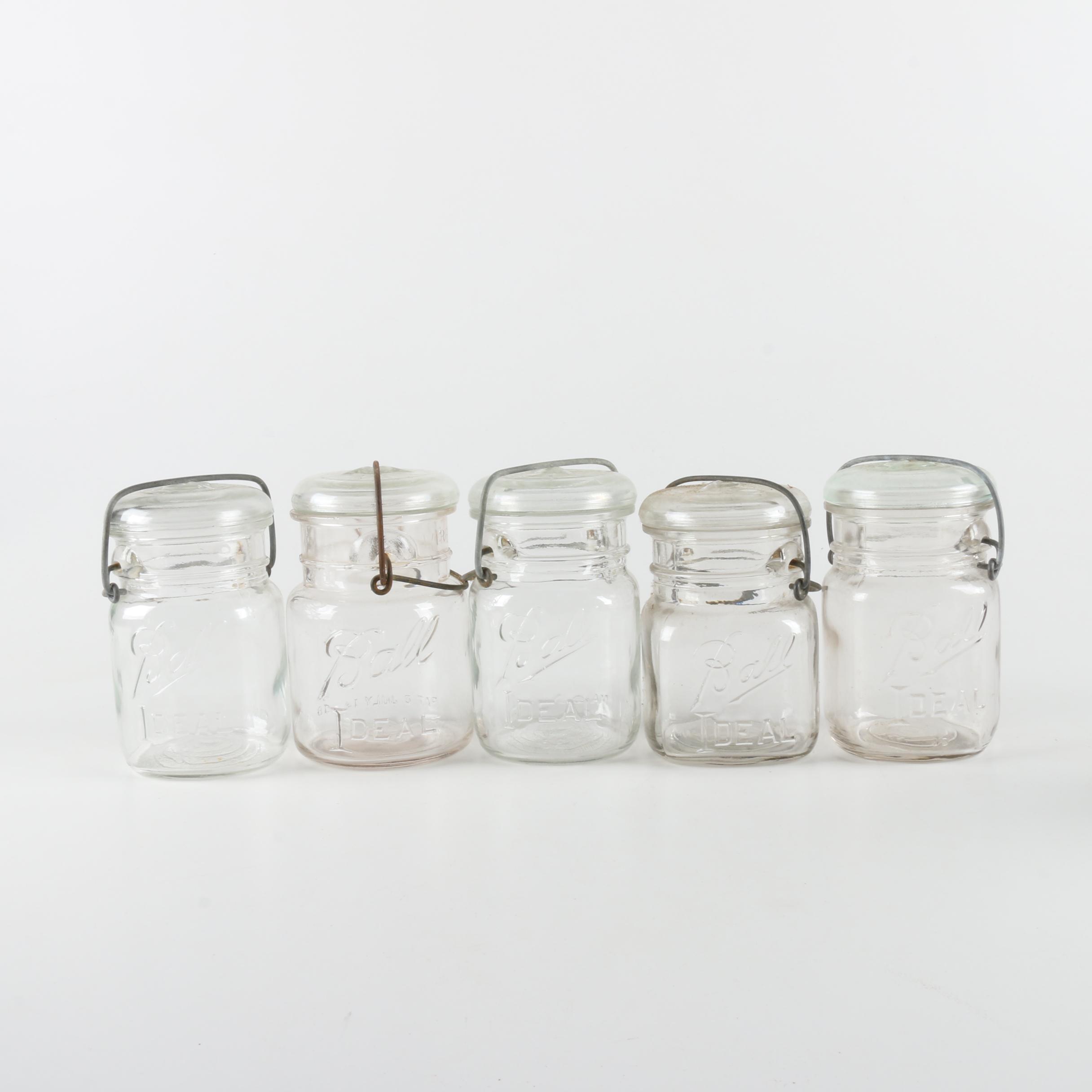 Ball, Ivanhoe and Atlas Wire Bail Lidded Glass Jars