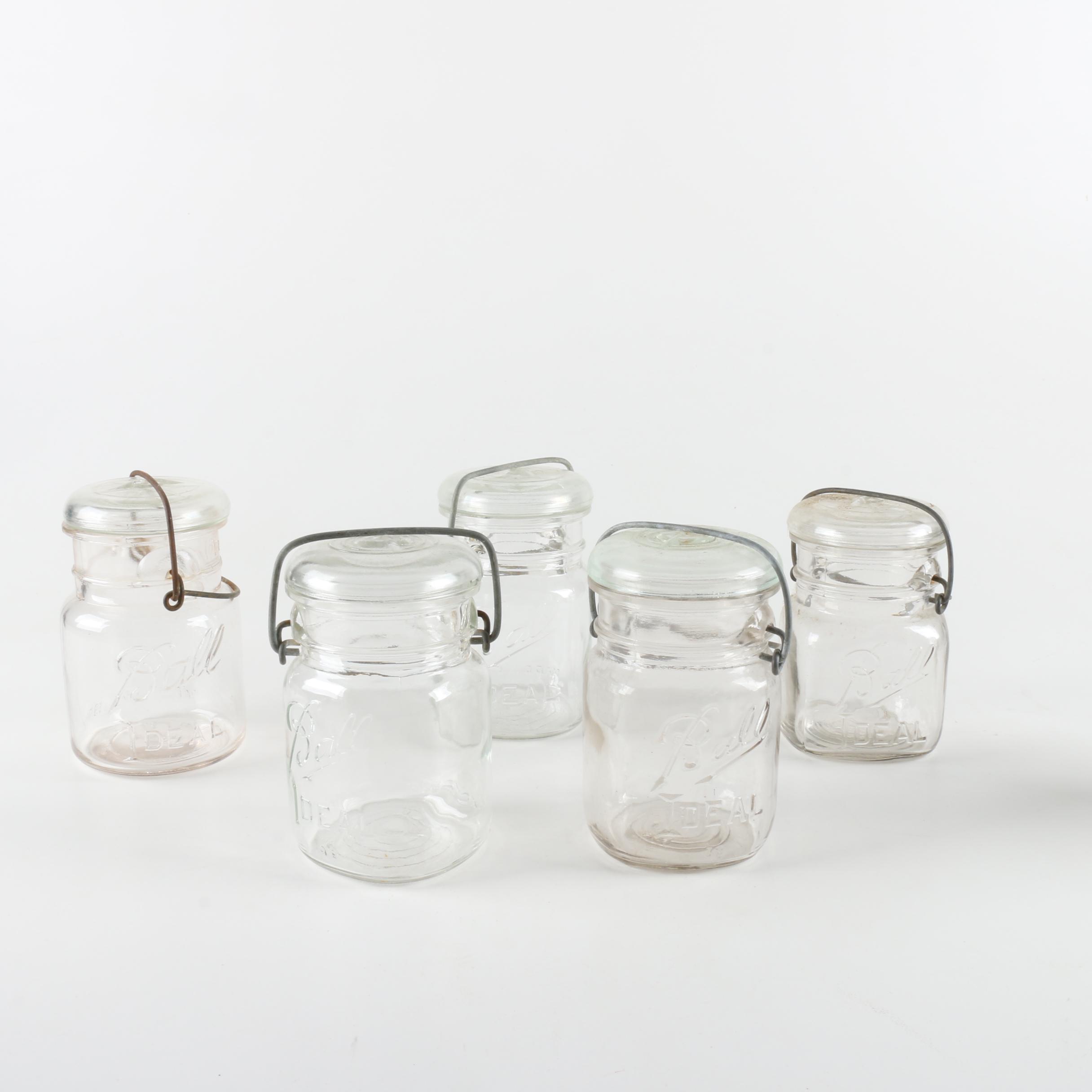 Ball, Ivanhoe and Atlas Wire Bail Lidded Glass Jars