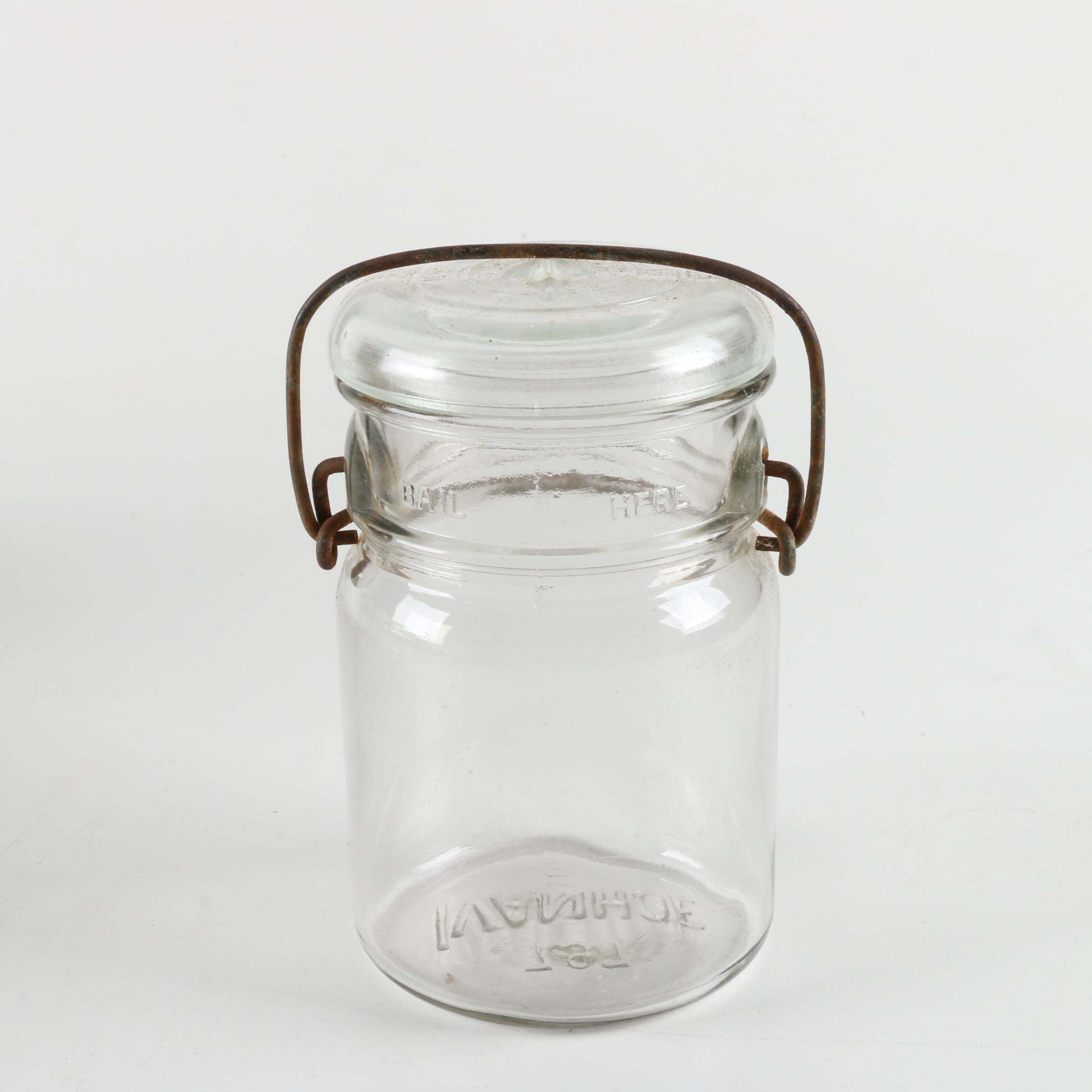 Ball, Ivanhoe and Atlas Wire Bail Lidded Glass Jars