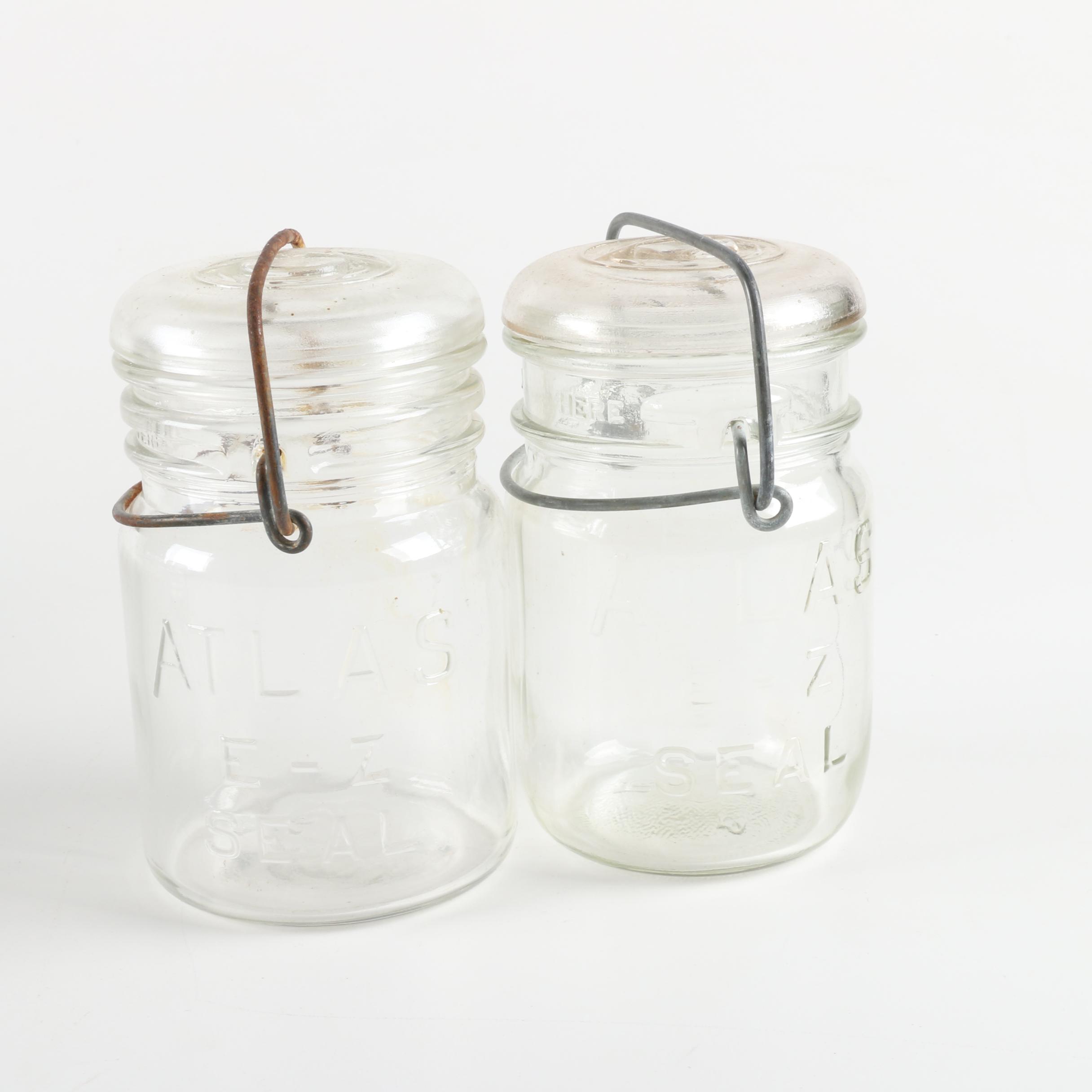 Ball, Ivanhoe and Atlas Wire Bail Lidded Glass Jars