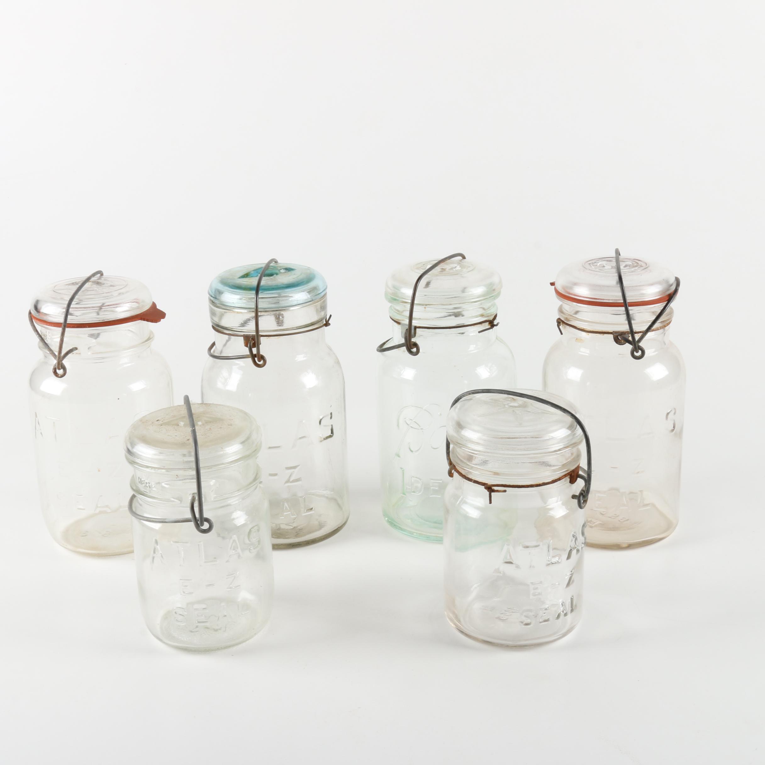 Lidded Wire Bail Glass Jars From Atlas and Ball