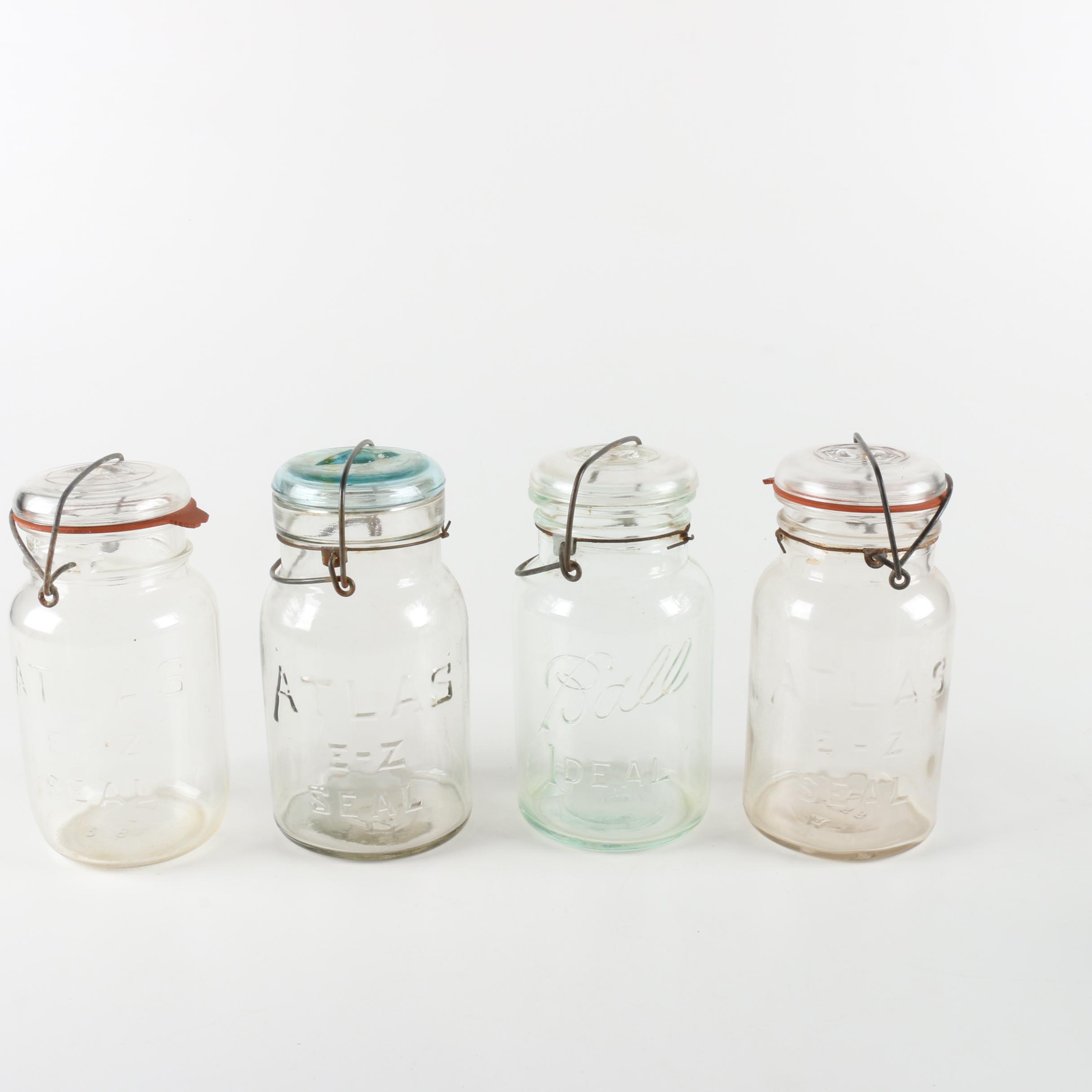 Lidded Wire Bail Glass Jars From Atlas and Ball