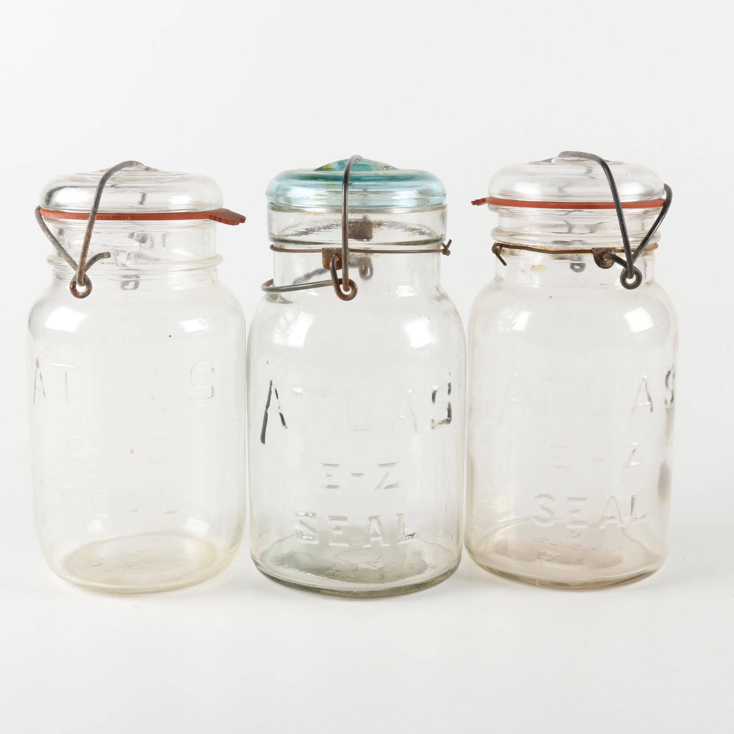 Lidded Wire Bail Glass Jars From Atlas and Ball
