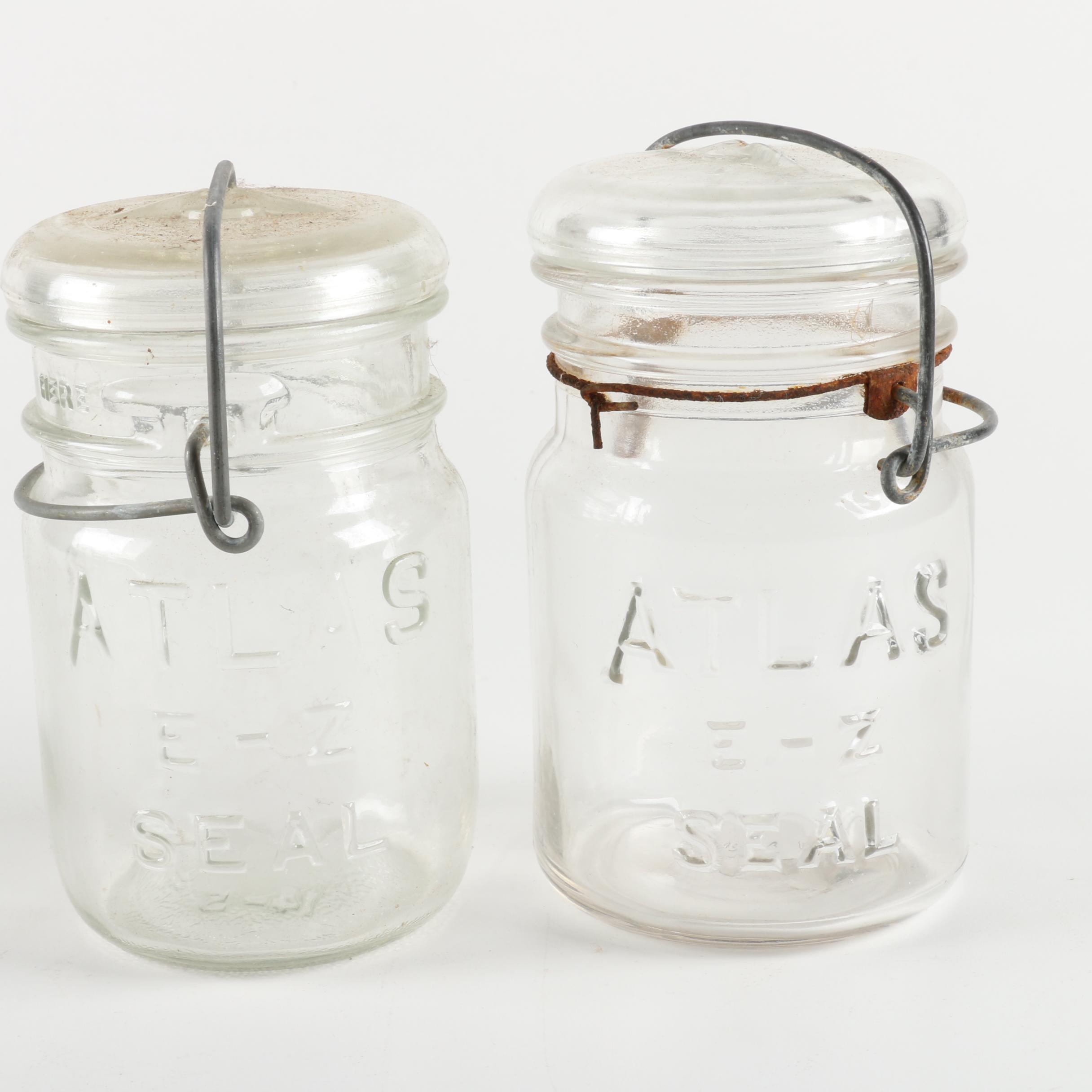 Lidded Wire Bail Glass Jars From Atlas and Ball