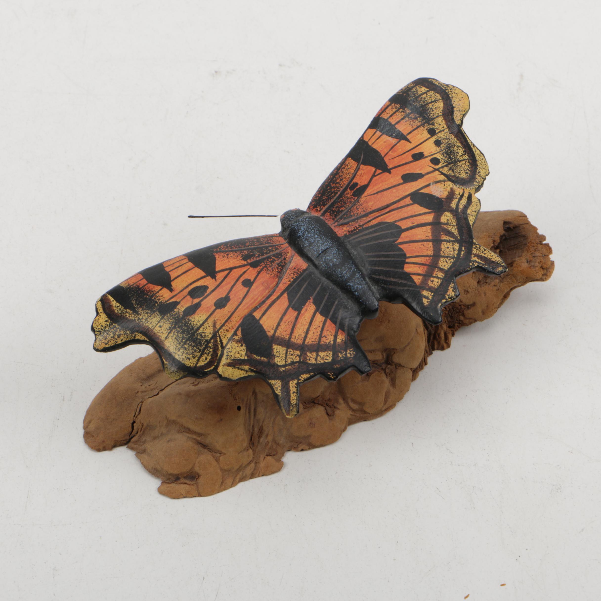 Carved Wooden Butterfly Sculptures