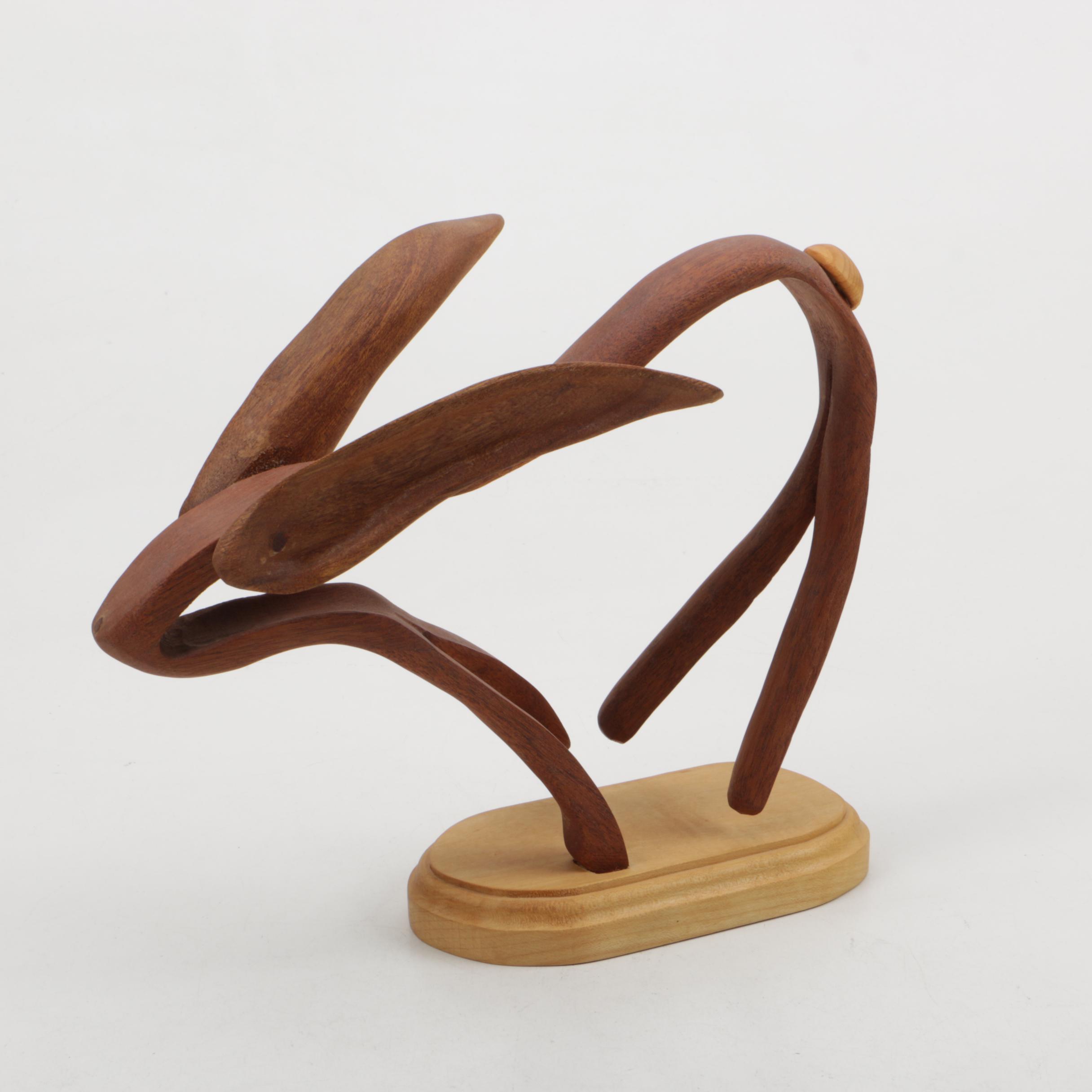Caved Wooden Sculpture Signed