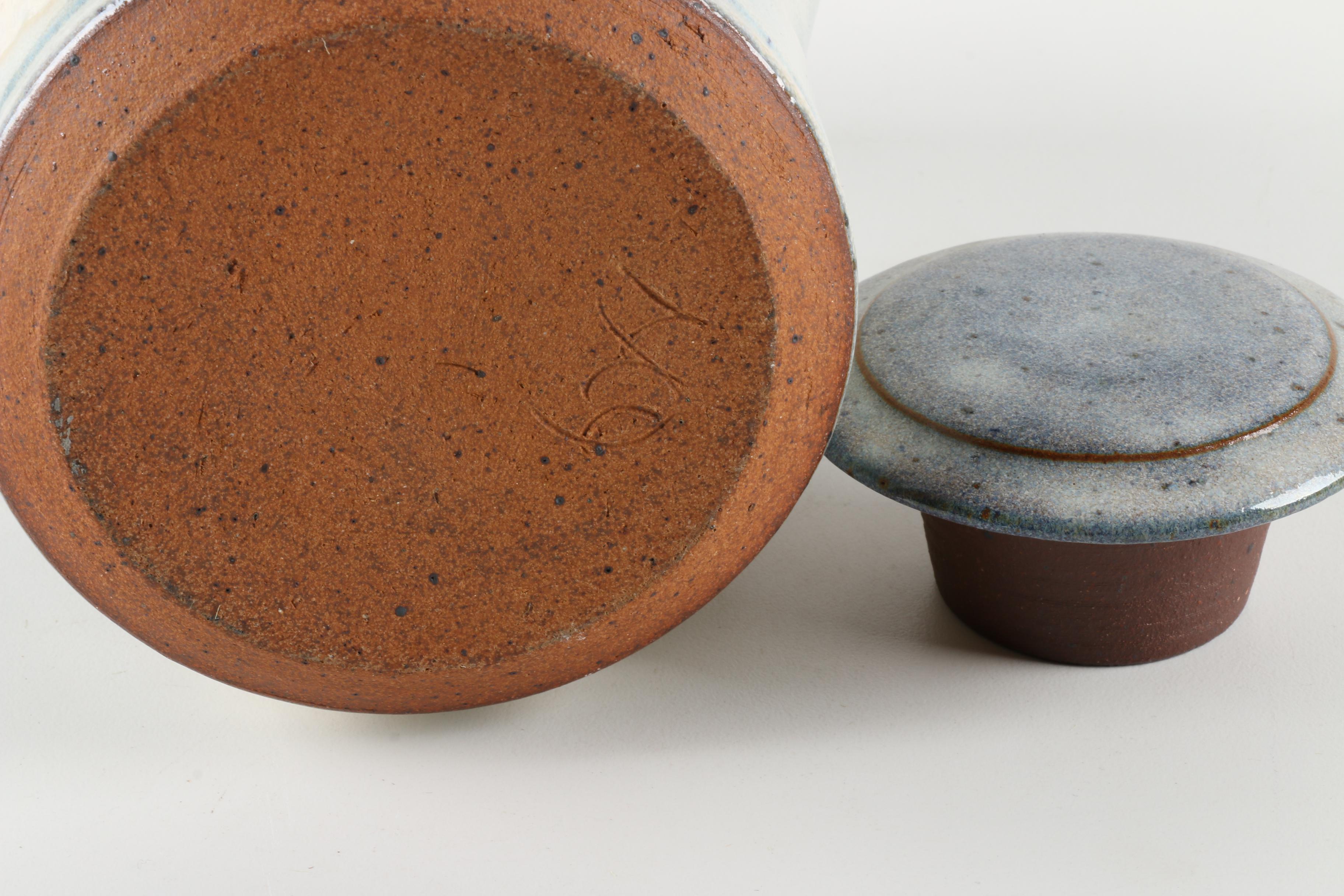 Hand-Thrown Earthenware Pitcher and Planter with Pale Blue Glaze