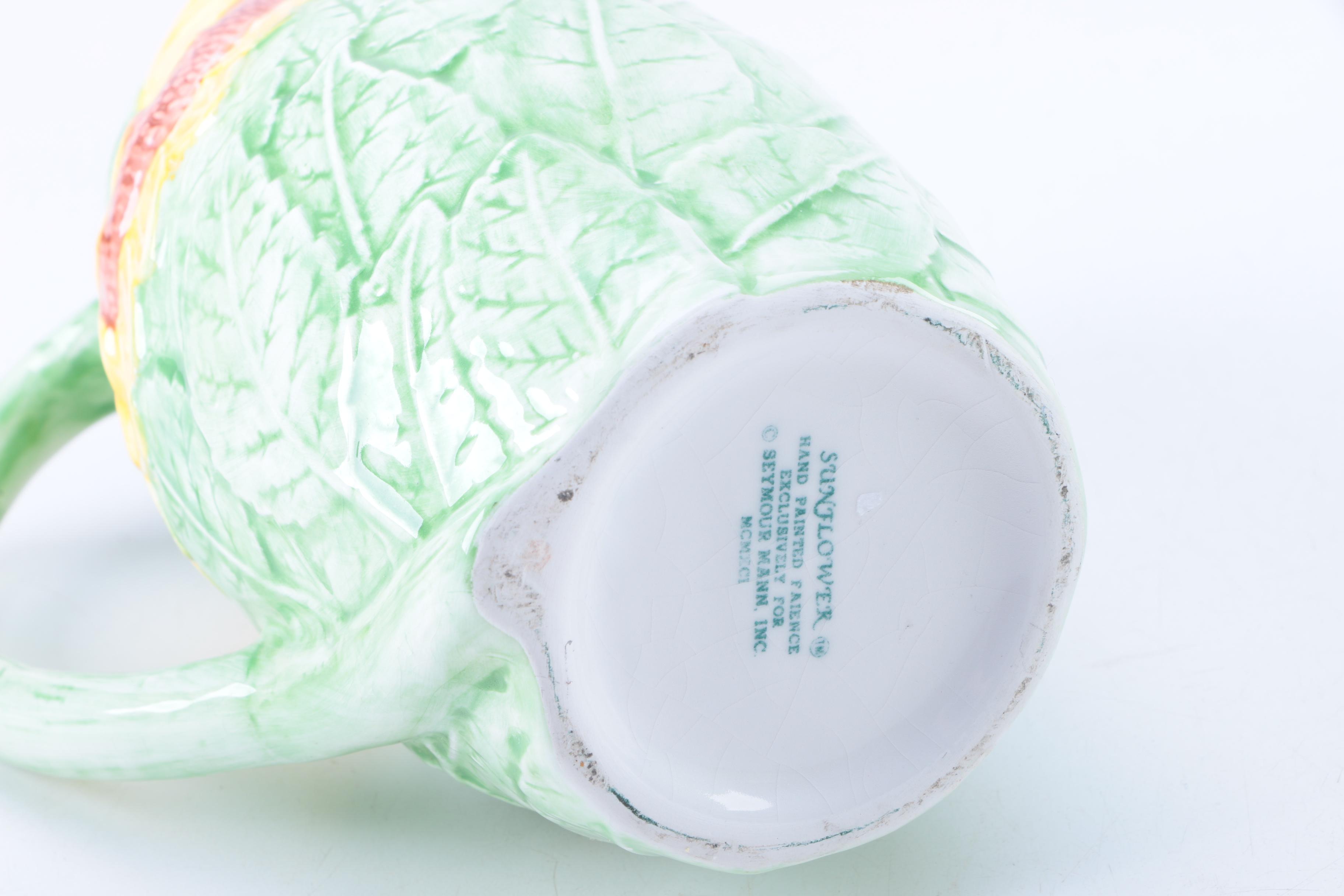 "Sunflower" Pitcher and Cabbage Shaped Bowls