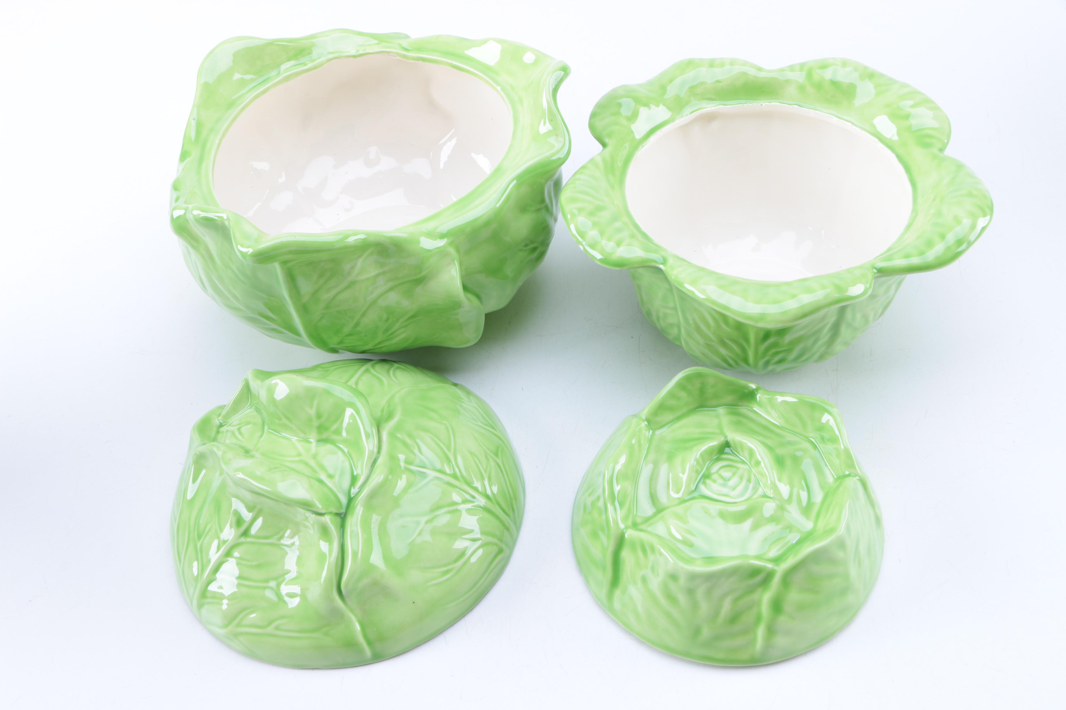 "Sunflower" Pitcher and Cabbage Shaped Bowls
