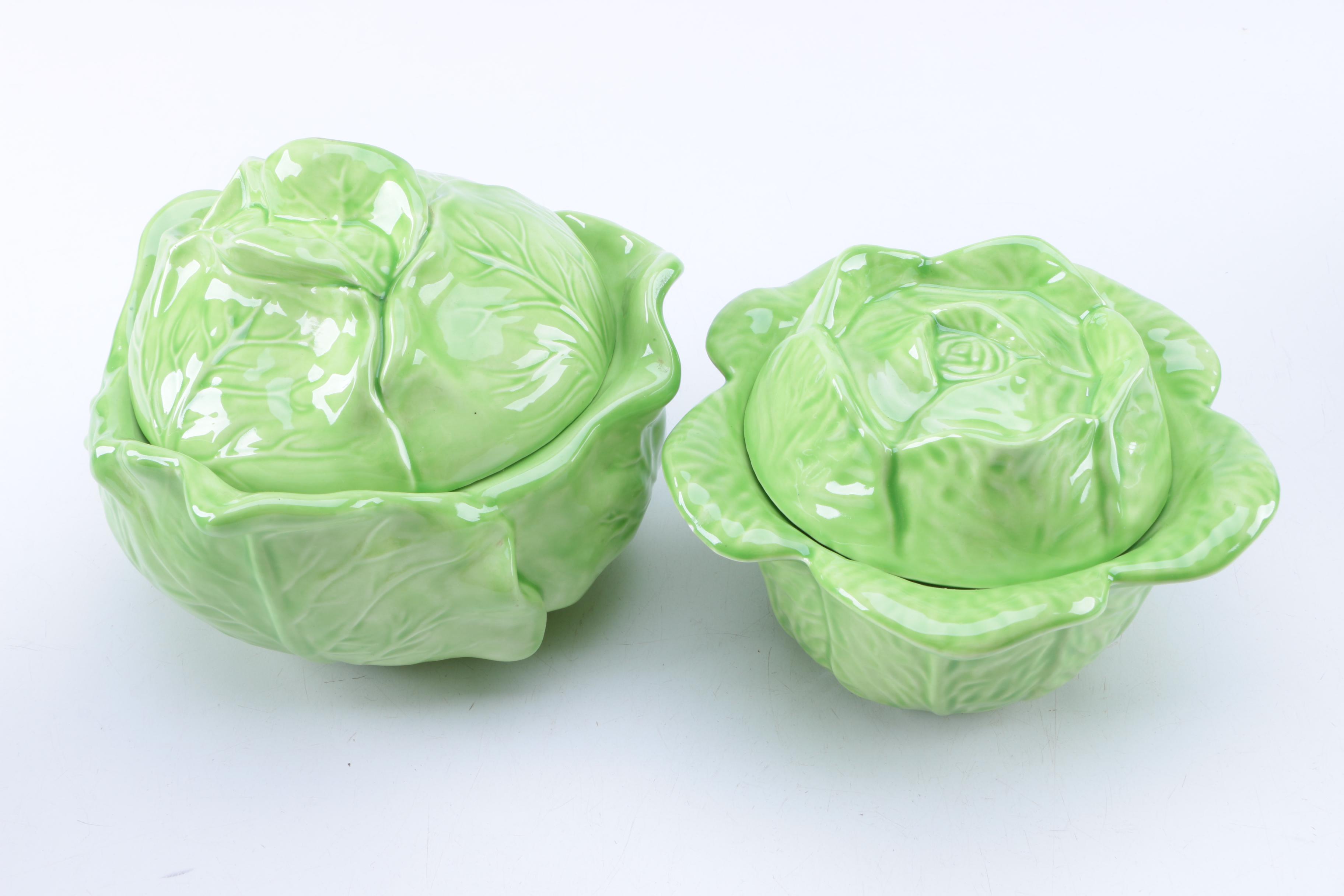 "Sunflower" Pitcher and Cabbage Shaped Bowls