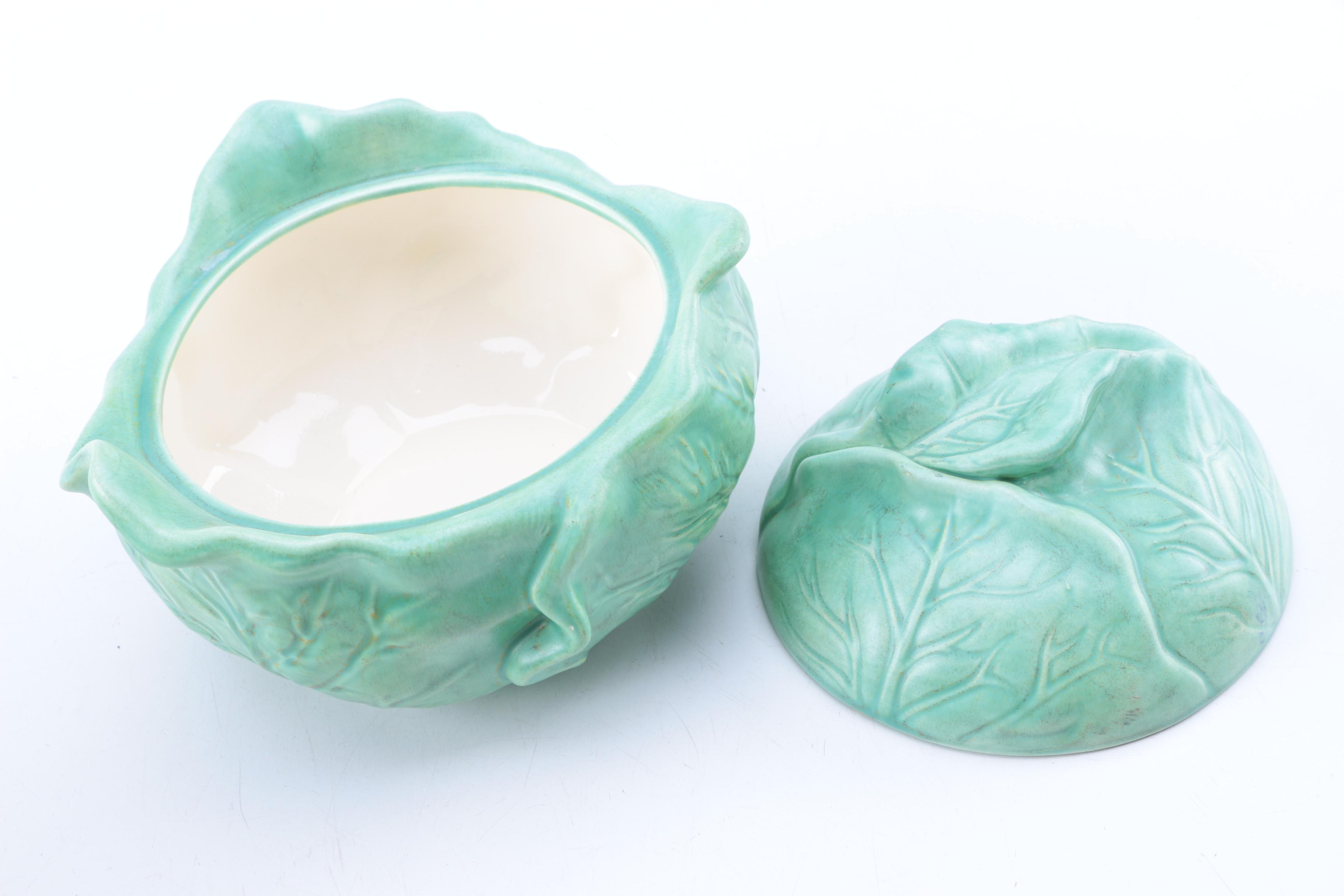 "Sunflower" Pitcher and Cabbage Shaped Bowls