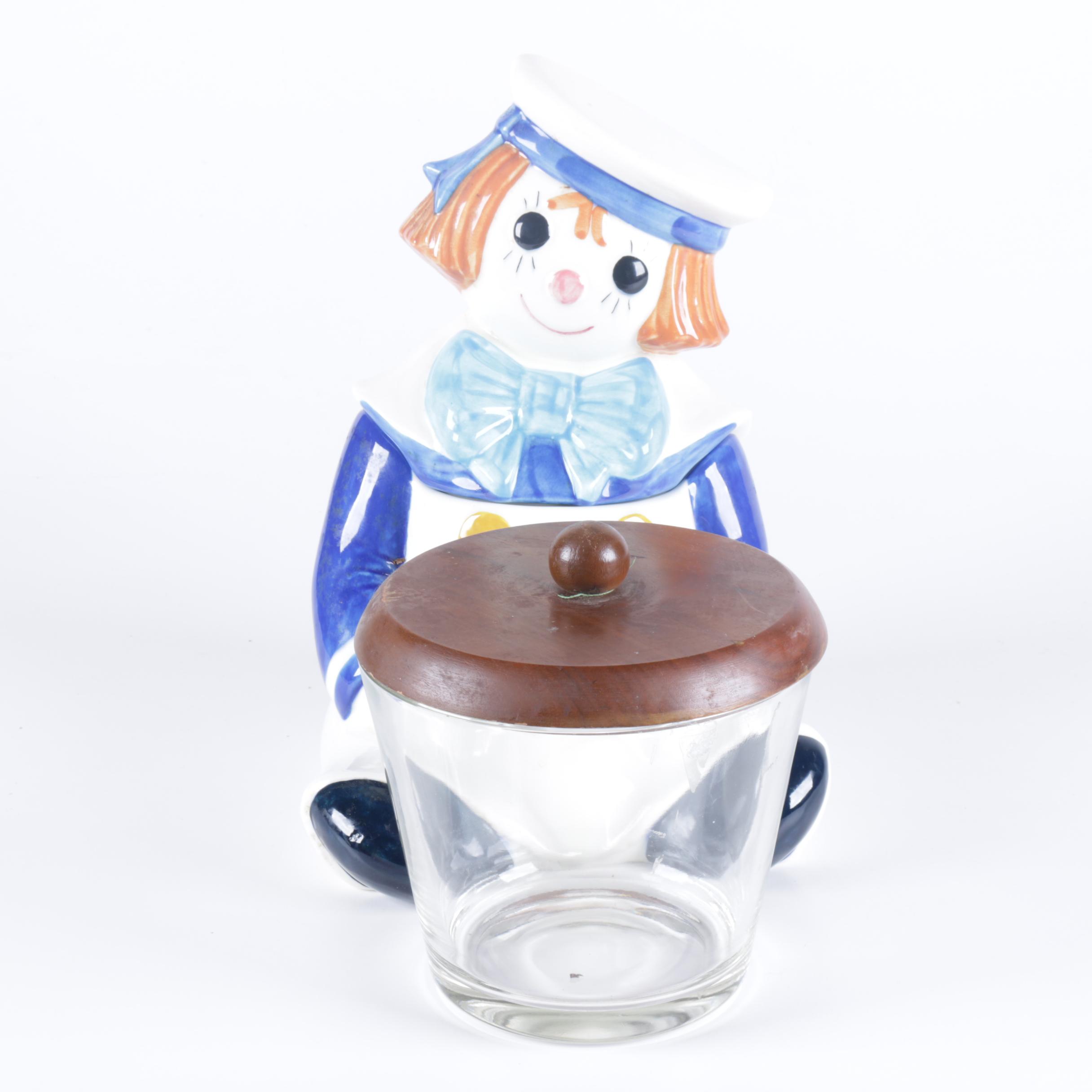Glass and Raggedy Andy Inspired Cookie Jars