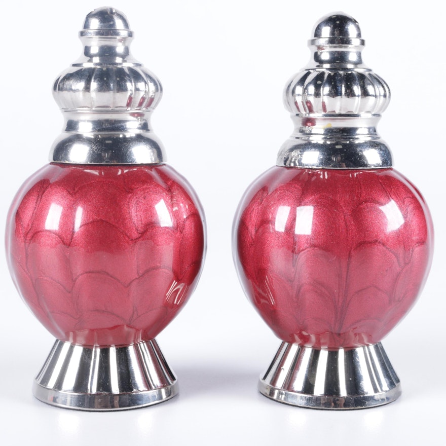 Julia Knight Aluminum and Enamel Salt and Pepper Shakers