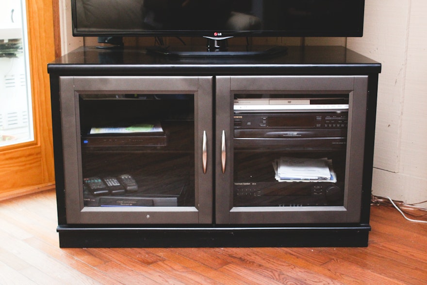 Black and Silver Entertainment Cabinet