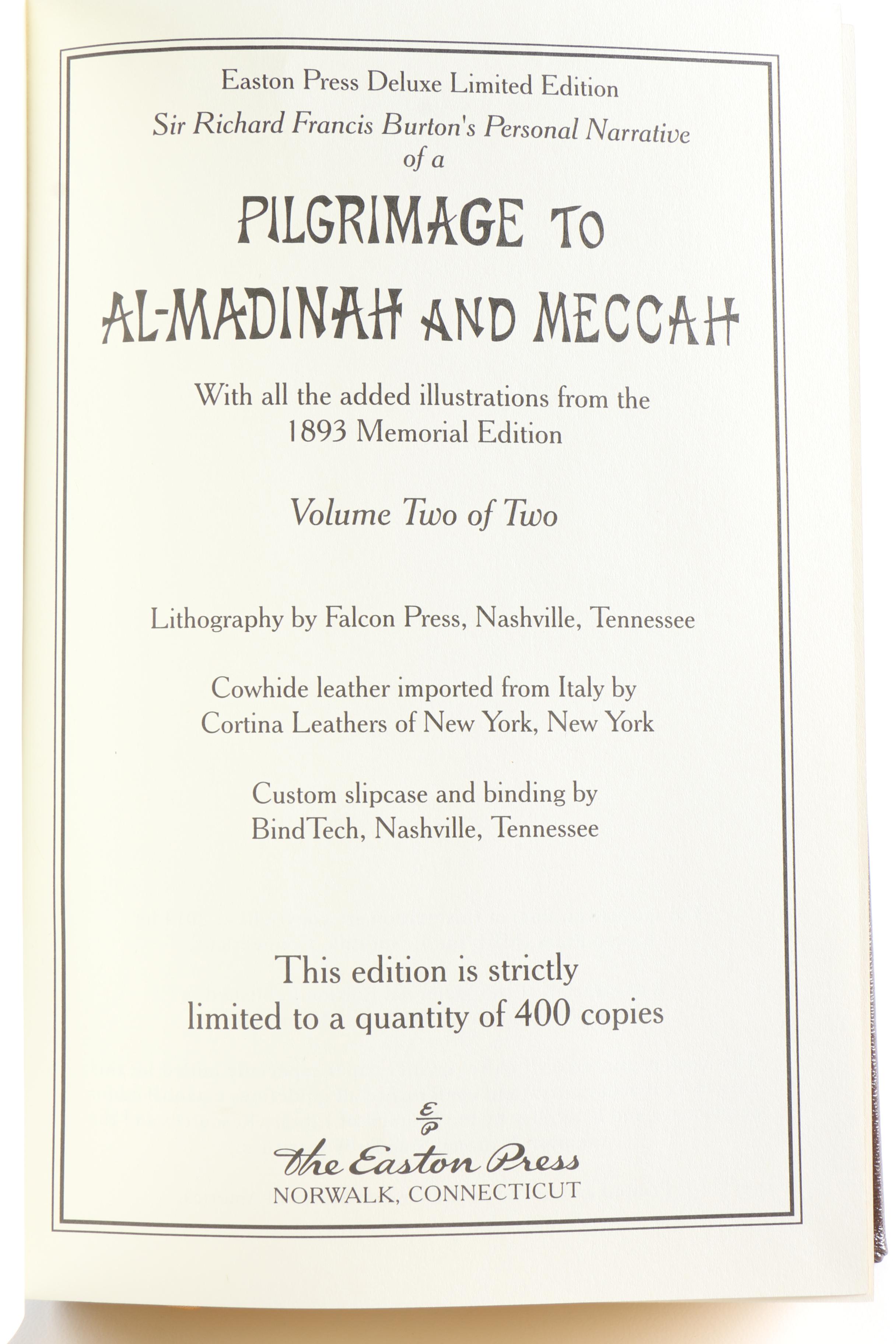 Limited Edition "Pilgrimage to Al-Madinah and Meccah" Published by Easton Press