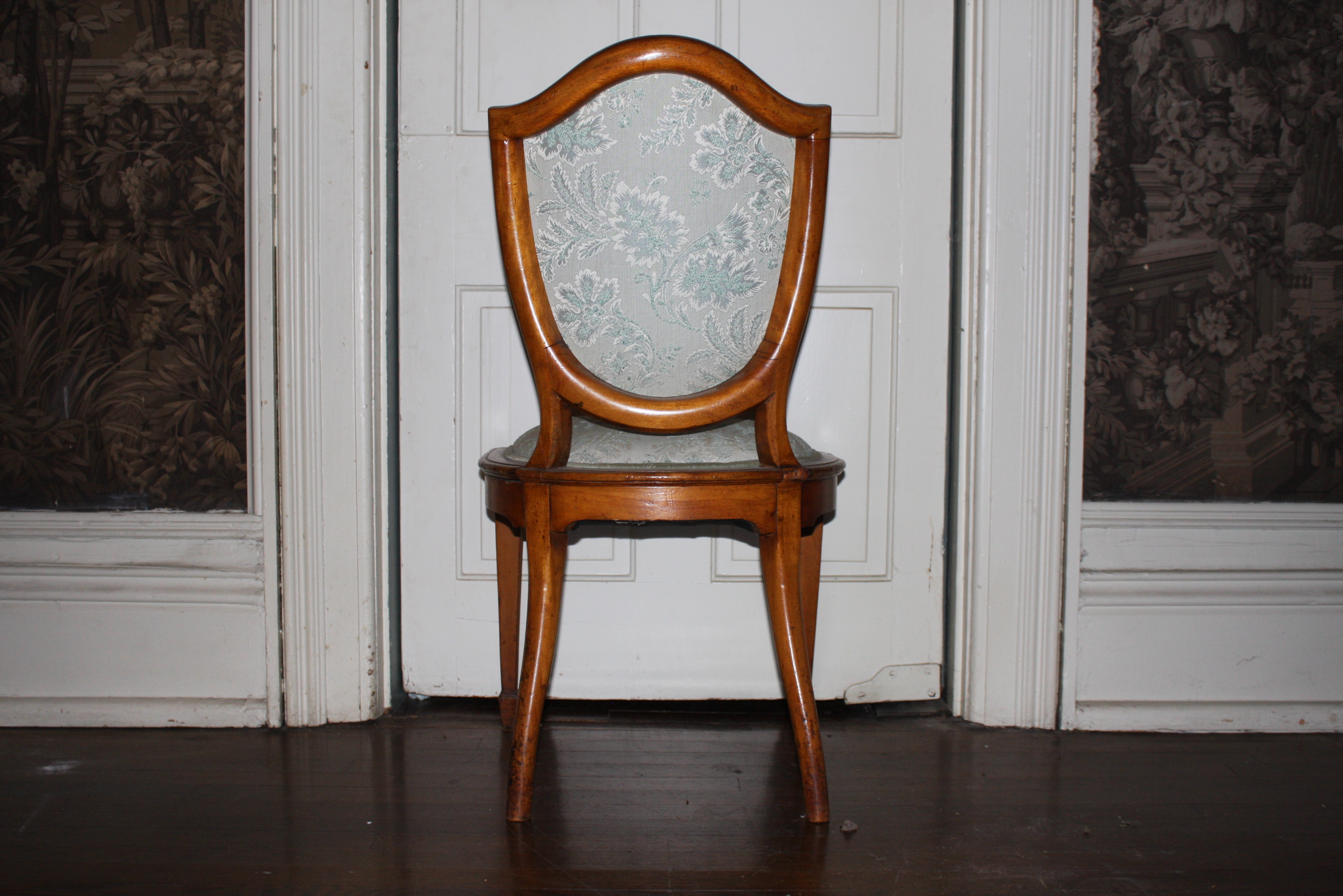 Eight Antique English Sheraton Style Satinwood Dining Chairs