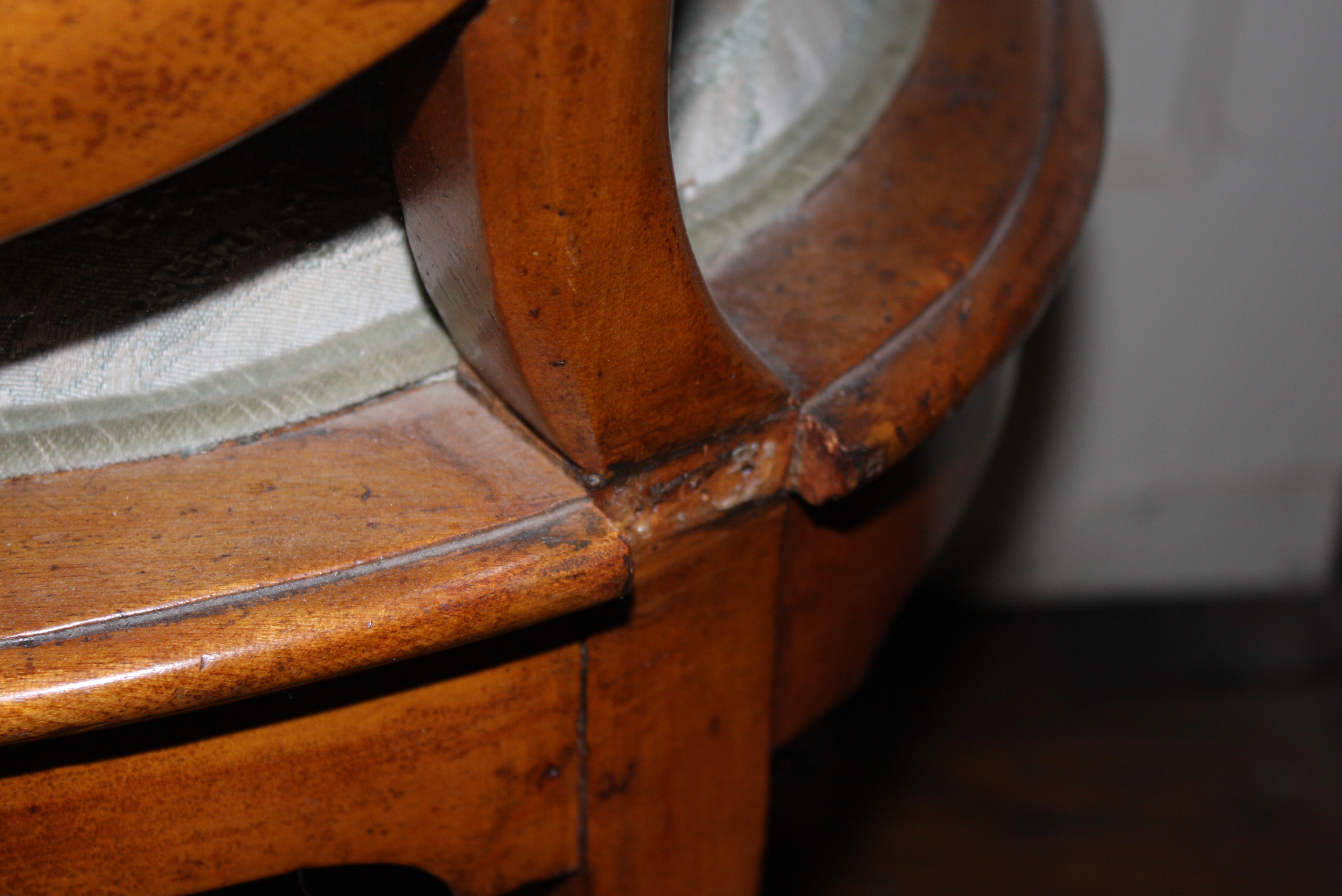 Eight Antique English Sheraton Style Satinwood Dining Chairs