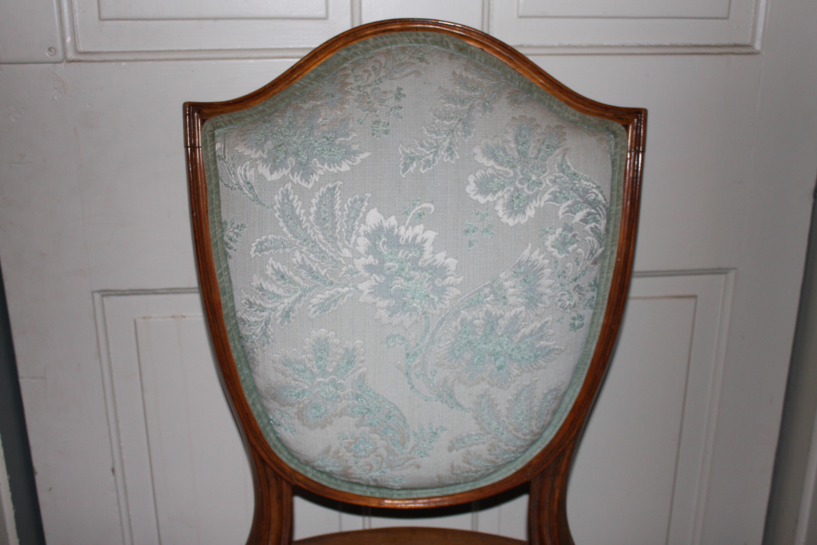 Eight Antique English Sheraton Style Satinwood Dining Chairs