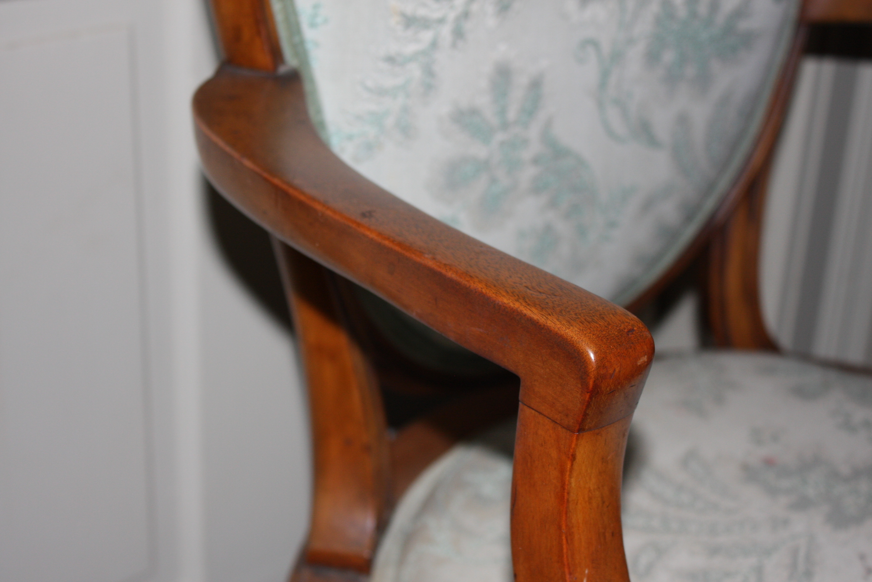 Eight Antique English Sheraton Style Satinwood Dining Chairs