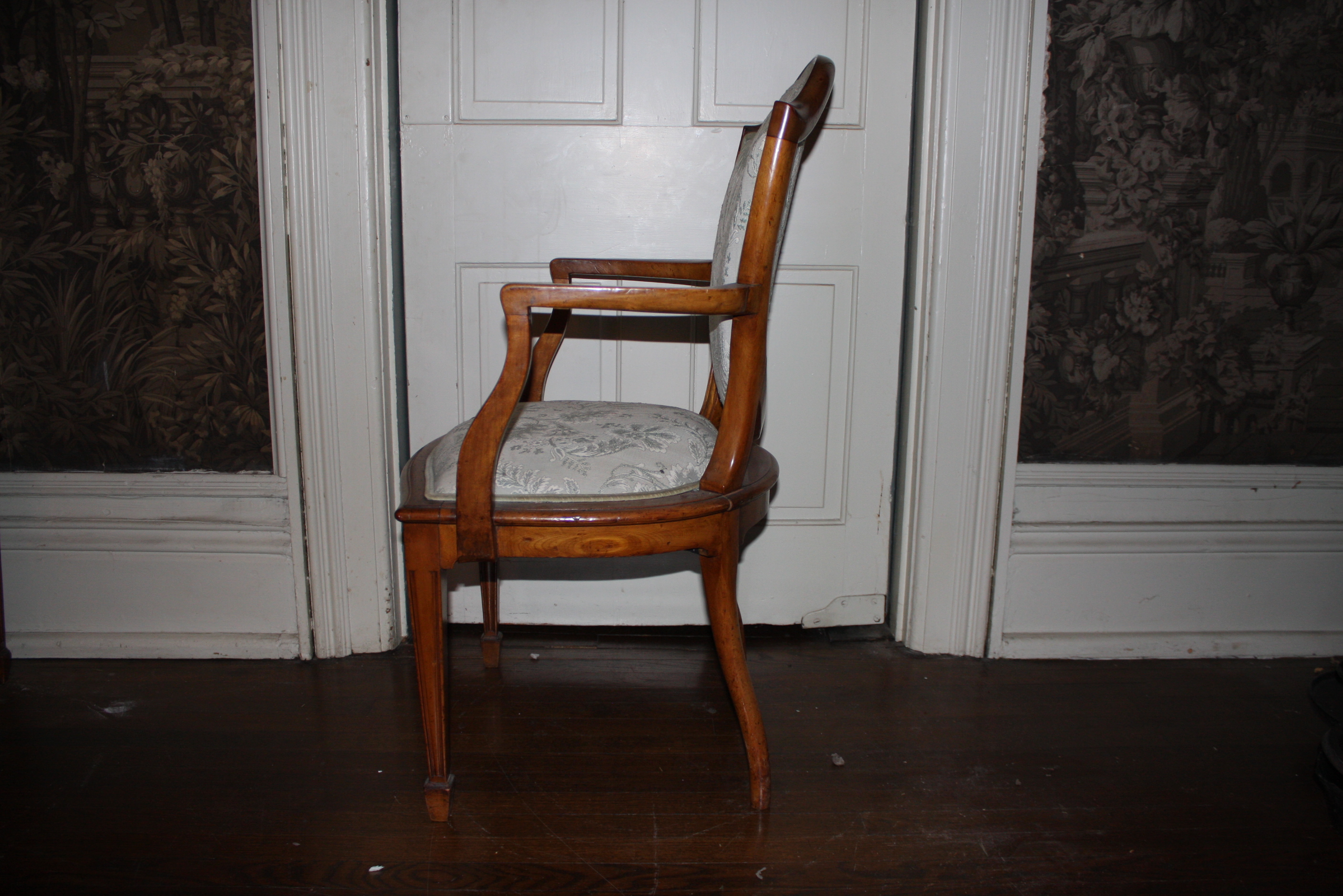 Eight Antique English Sheraton Style Satinwood Dining Chairs