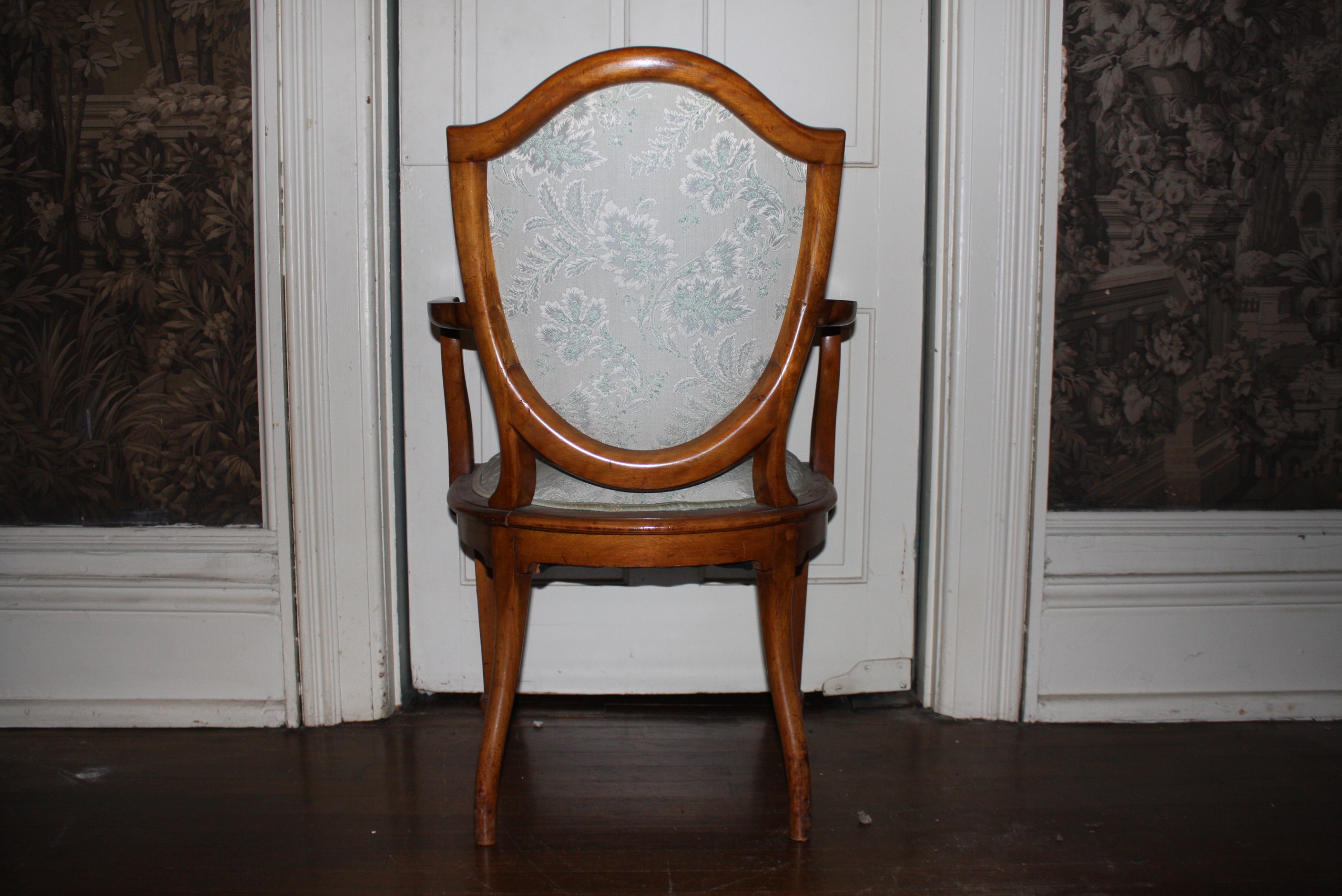 Eight Antique English Sheraton Style Satinwood Dining Chairs