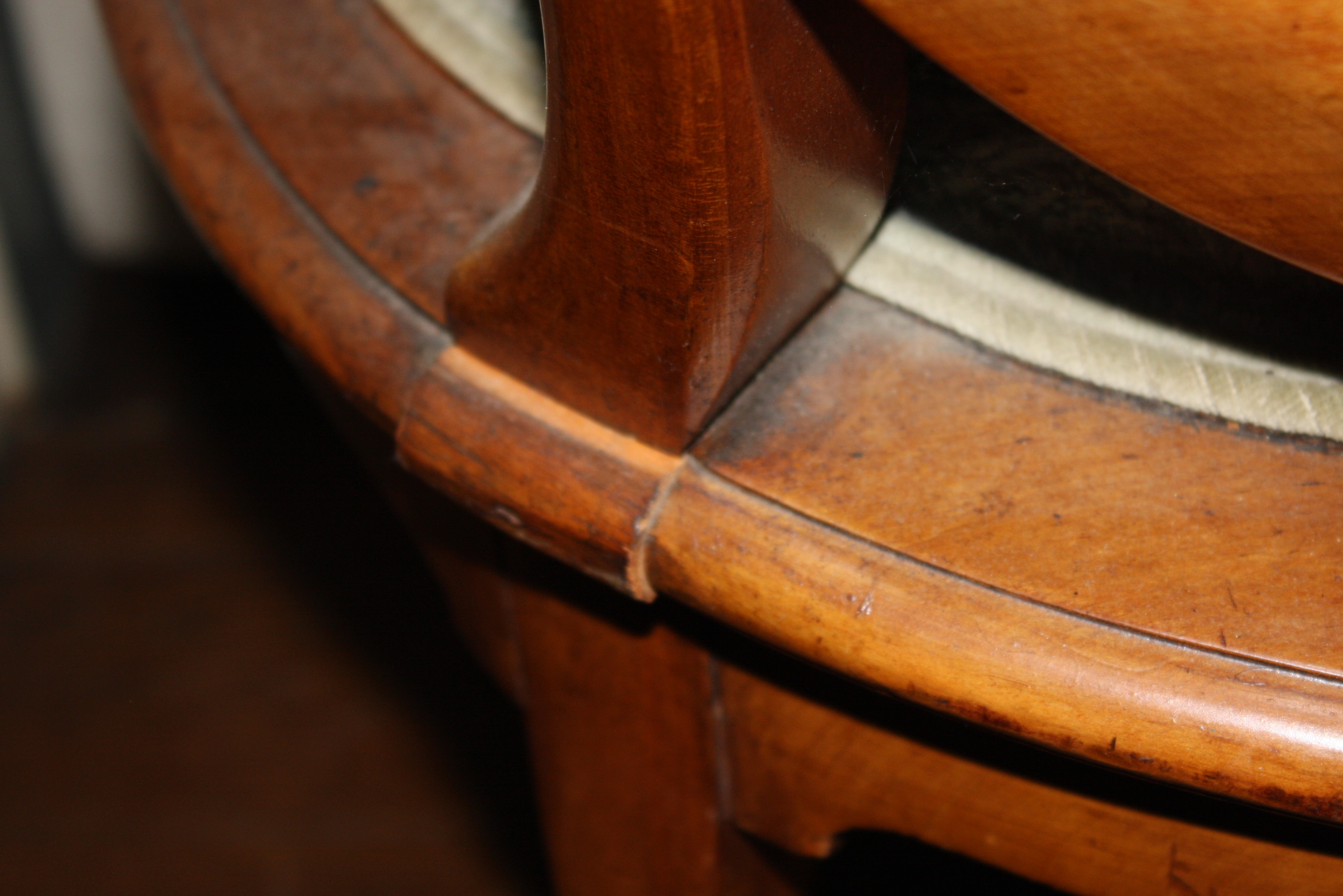 Eight Antique English Sheraton Style Satinwood Dining Chairs