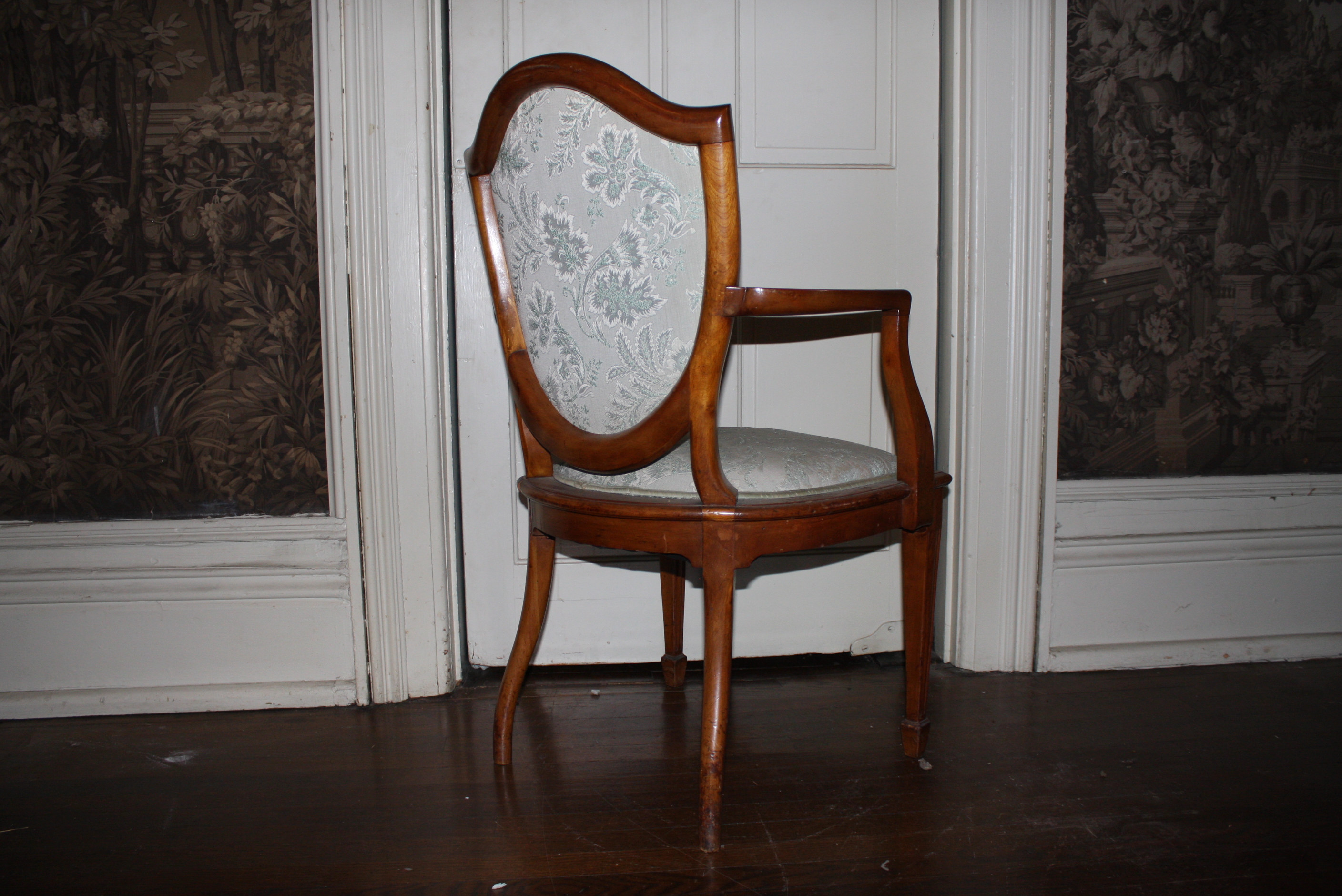 Eight Antique English Sheraton Style Satinwood Dining Chairs
