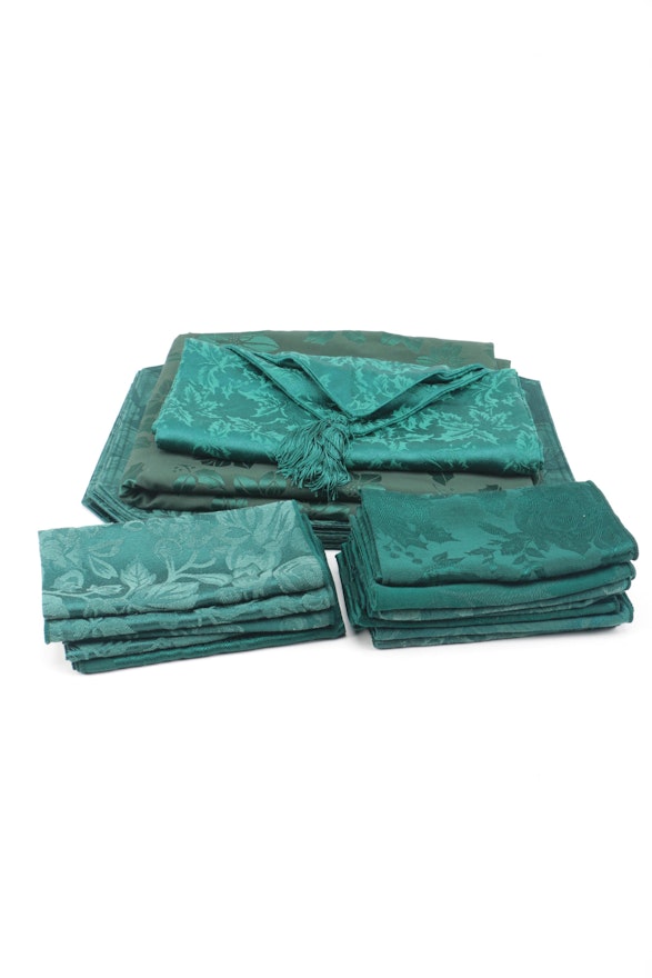 Collection of Hunter Green Table Linens