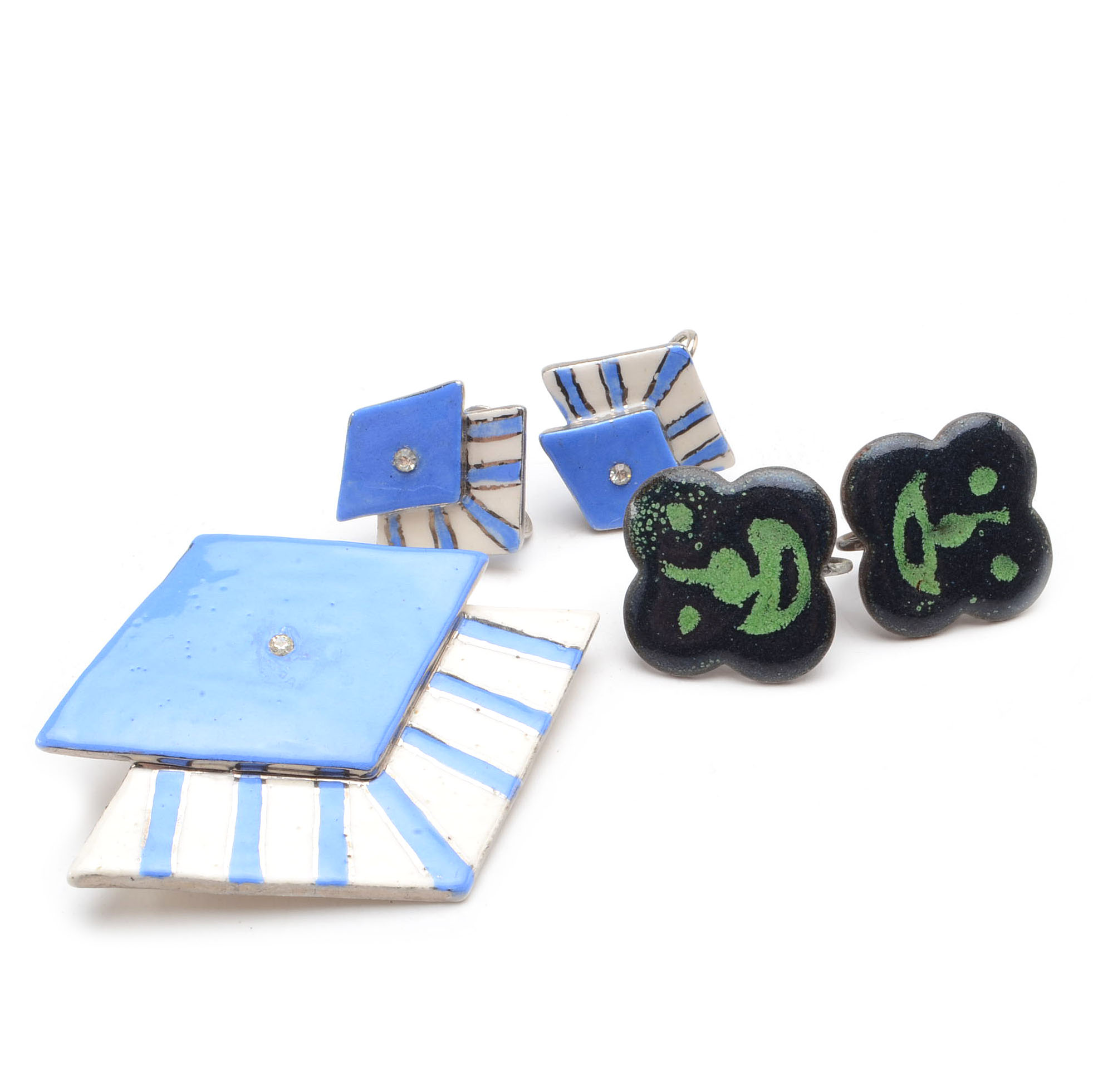 Mid Century Enameled Metal Jewelry