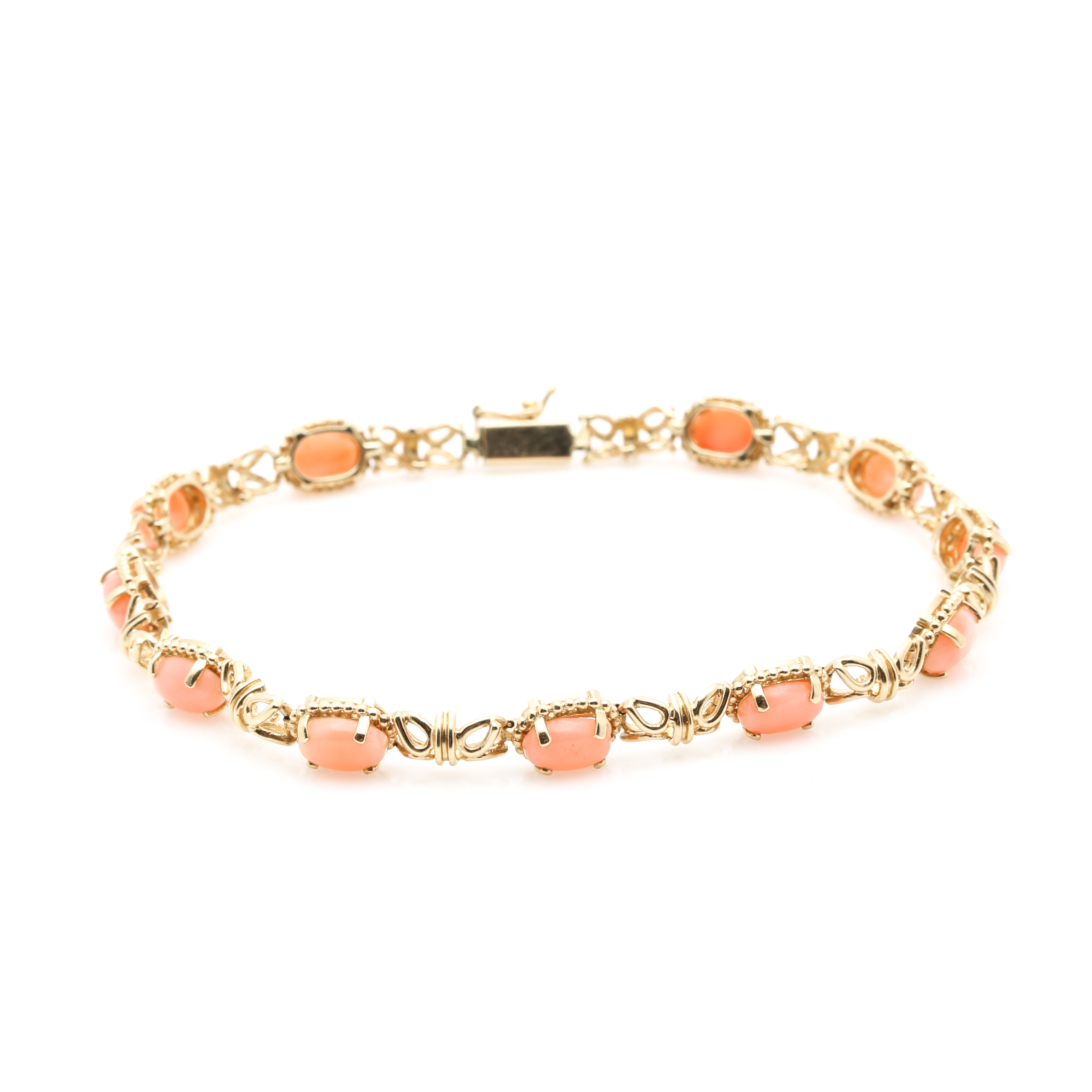 14K Yellow Gold Coral Bracelet