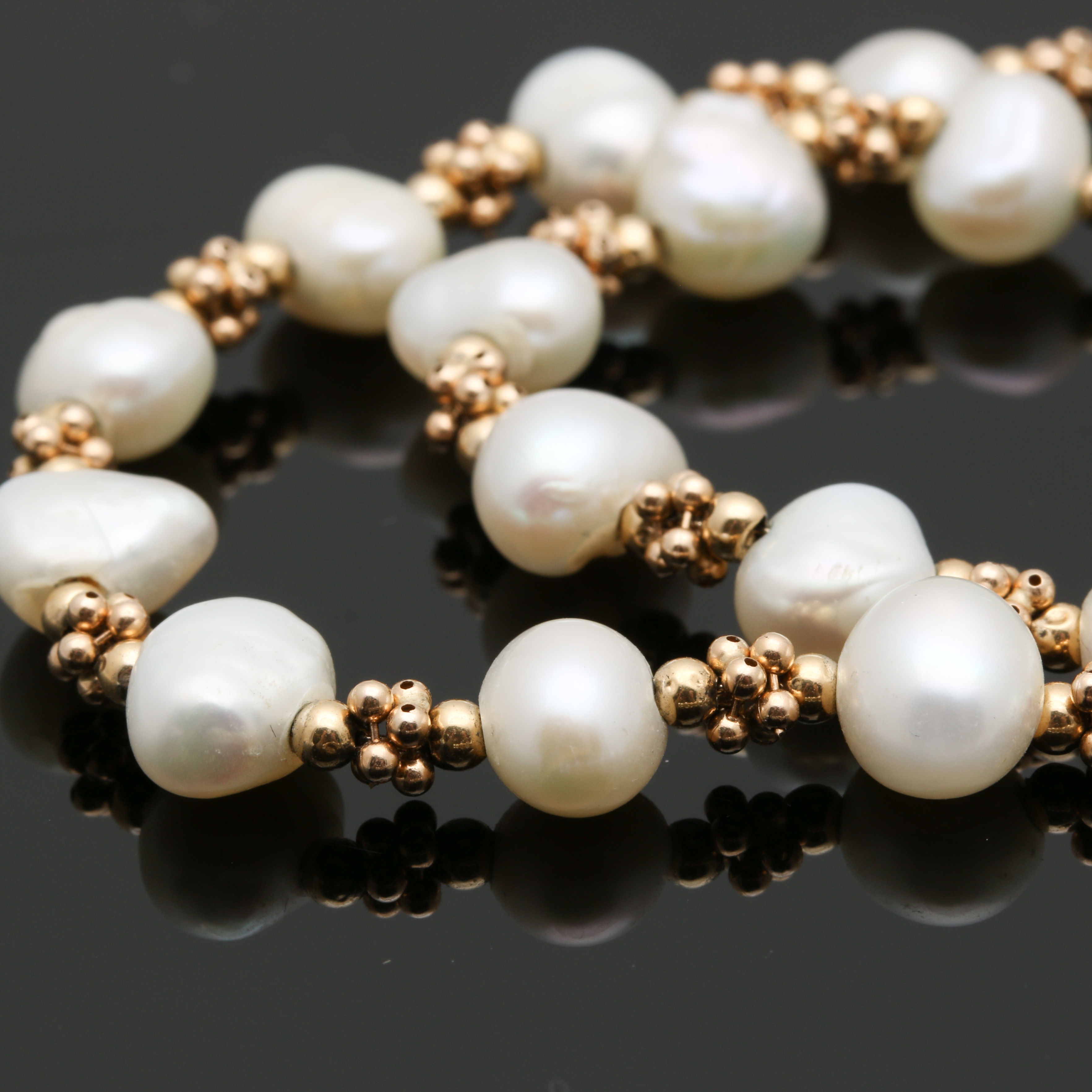 Pearl Necklace with 14K Yellow Gold Accents