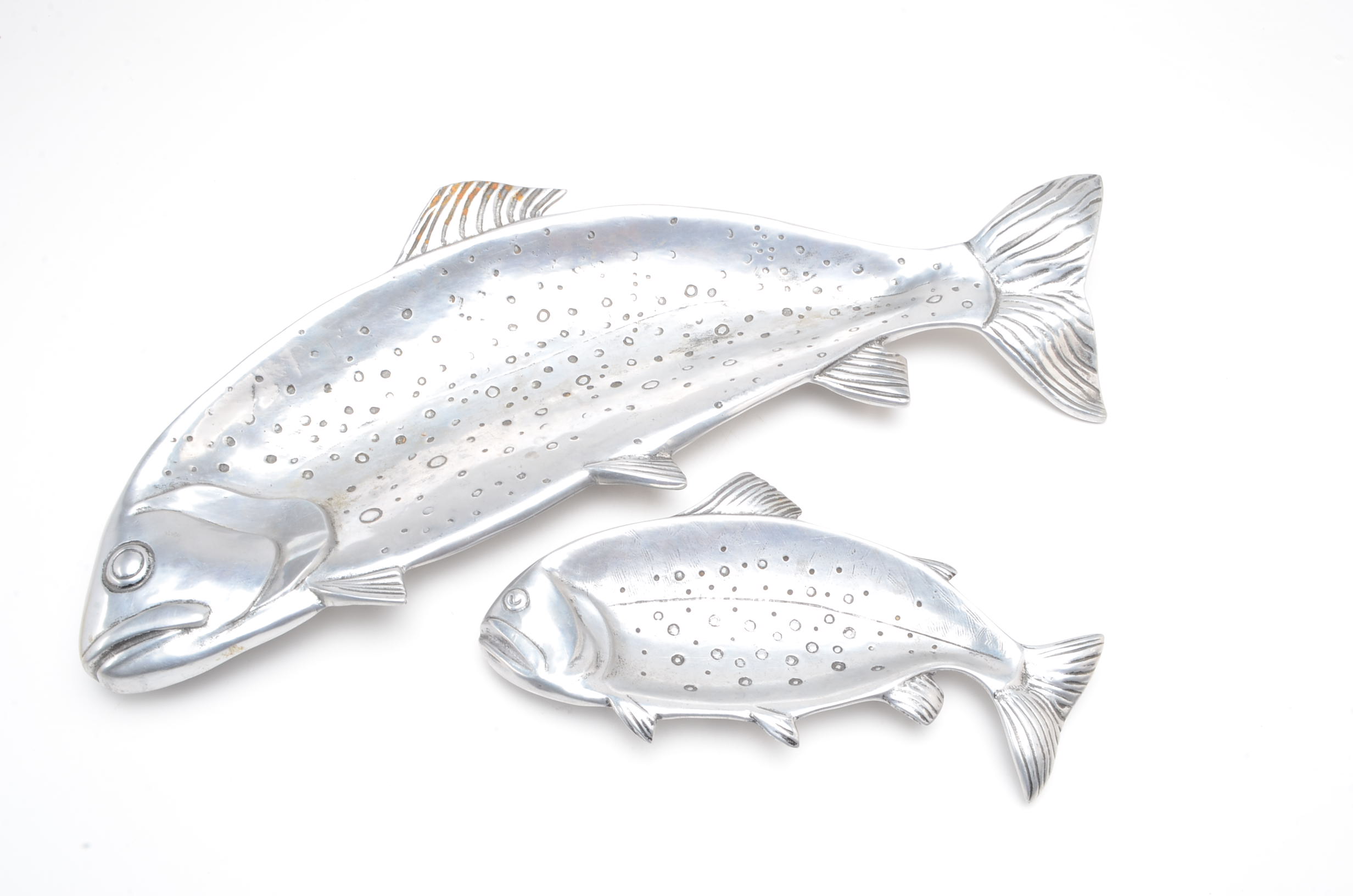 Two Aluminum Alloy Fish Trays by Bruce Fox