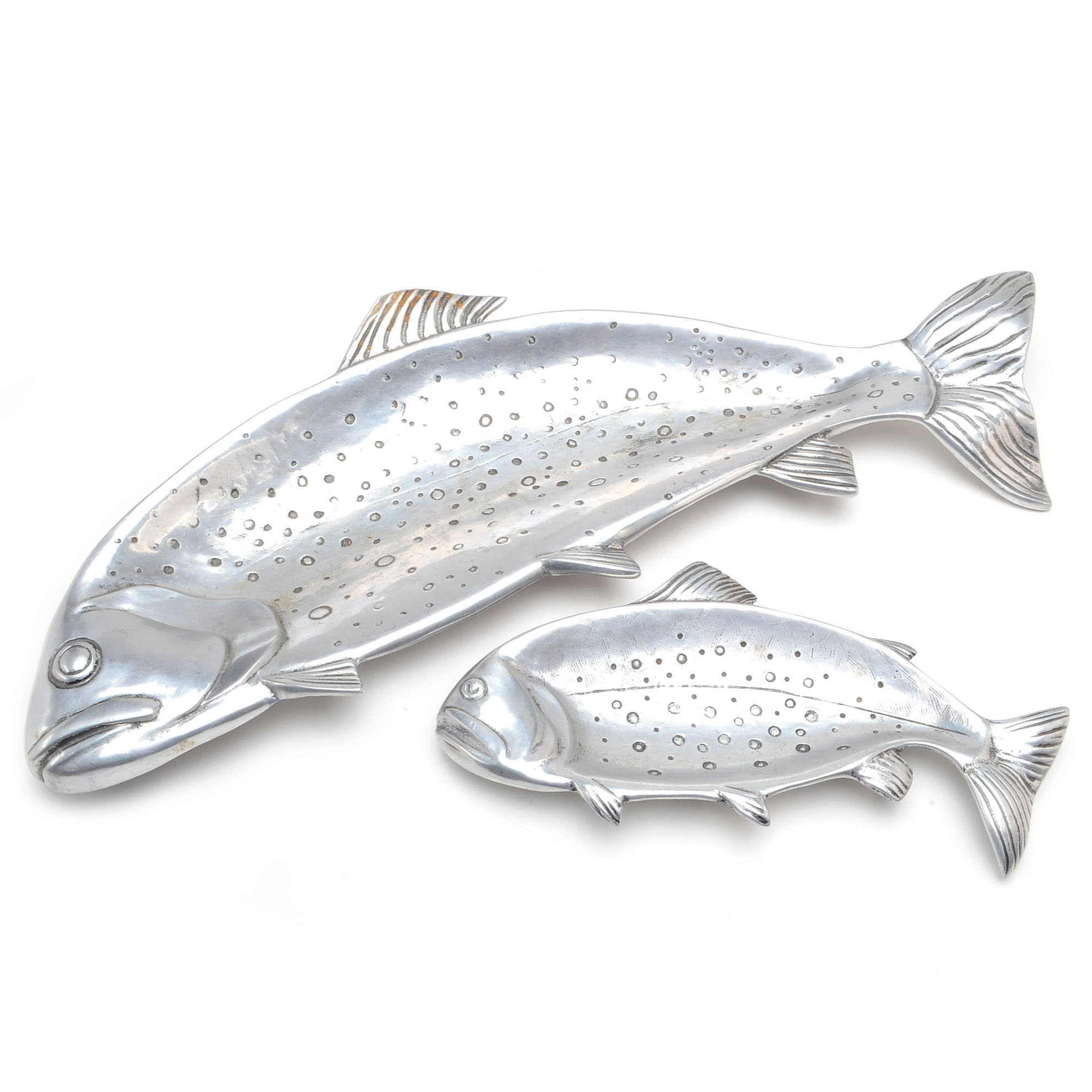 Two Aluminum Alloy Fish Trays by Bruce Fox