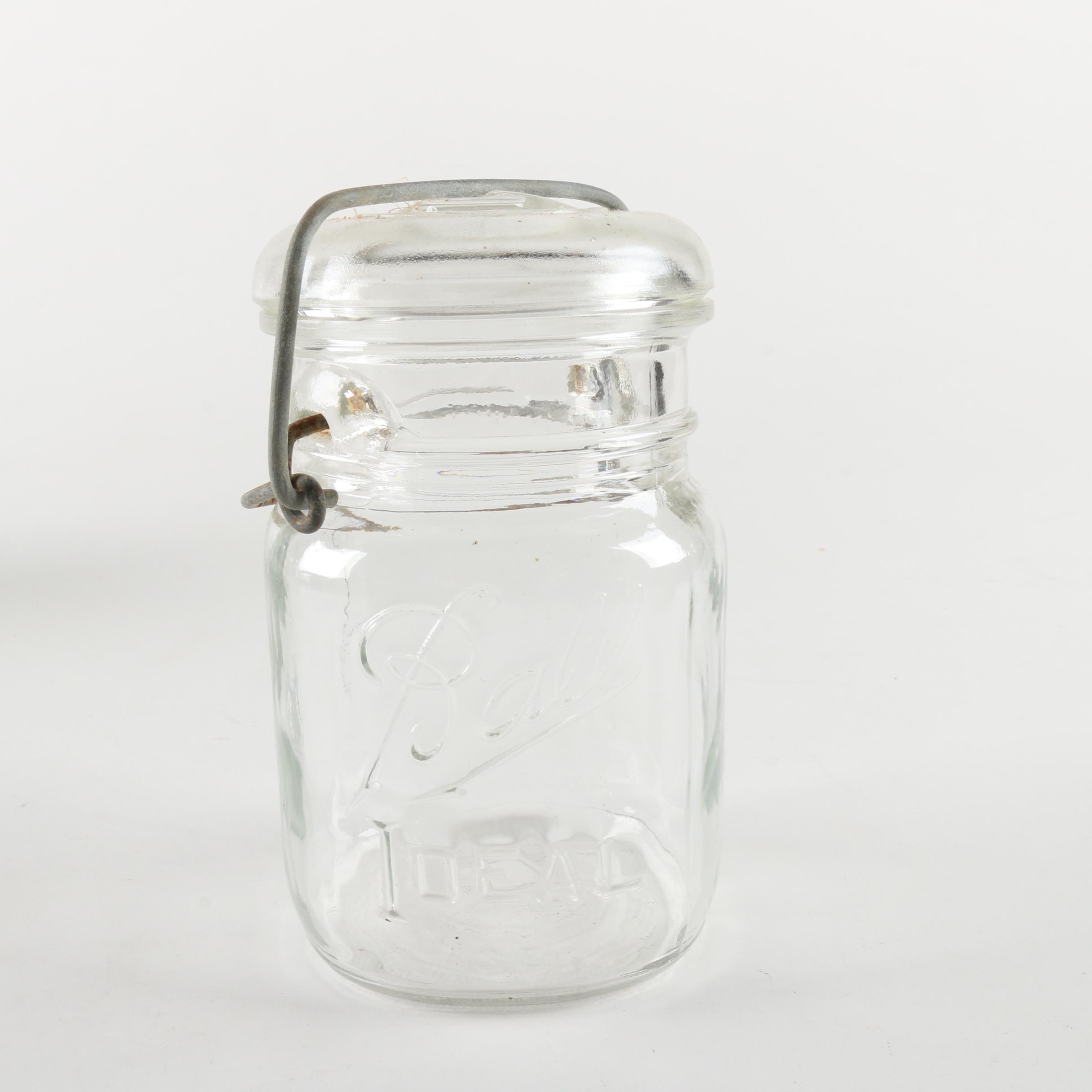 Atlas and Ball Wire Bail Lidded Glass Jars