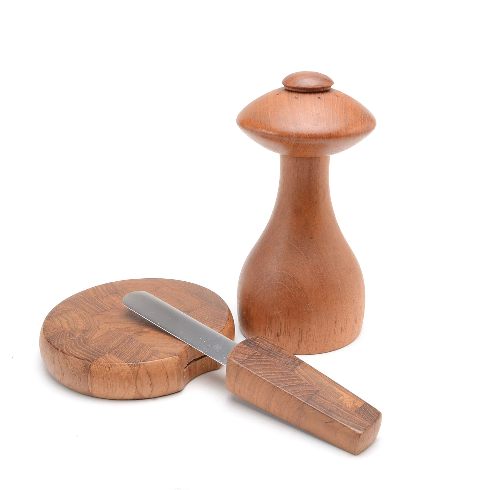 Vintage Dansk Teak Pepper Mill and Cutting Board with Knife by Jens Quistgaard