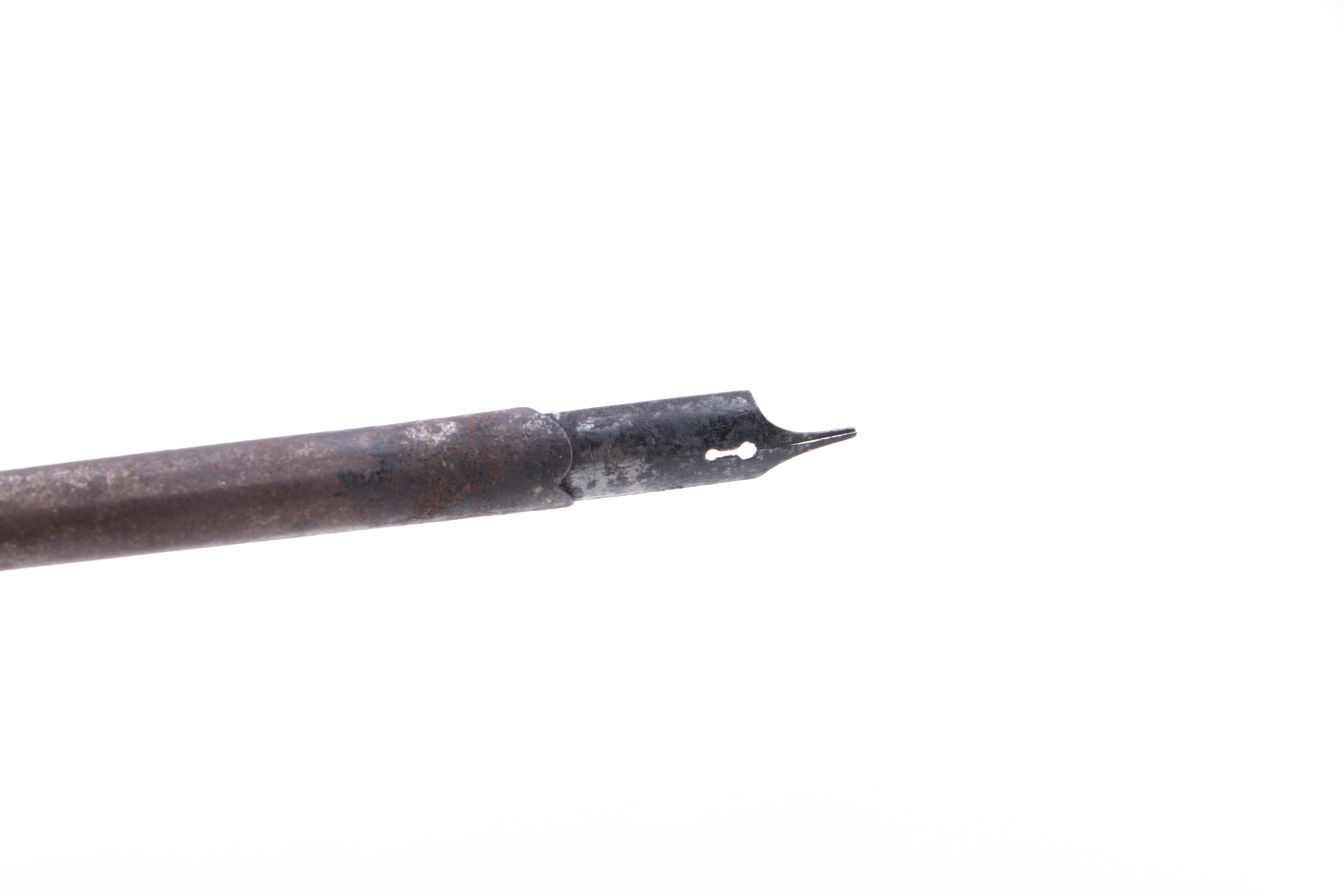 Hand-Painted Porcelain Inkwell and Painted Feather Fountain Pen