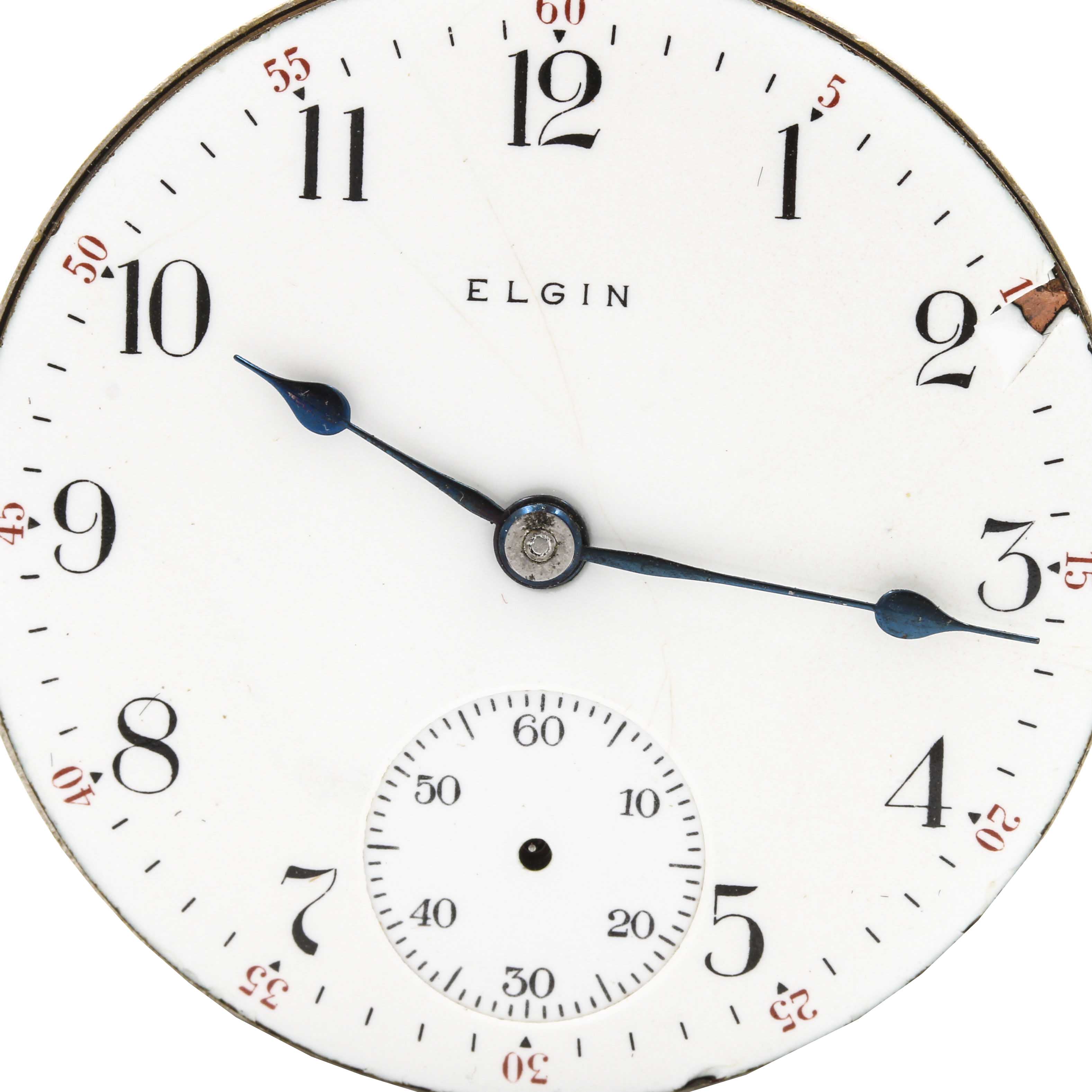 Antique Elgin Pocket Watch Movements With Dials and Hands