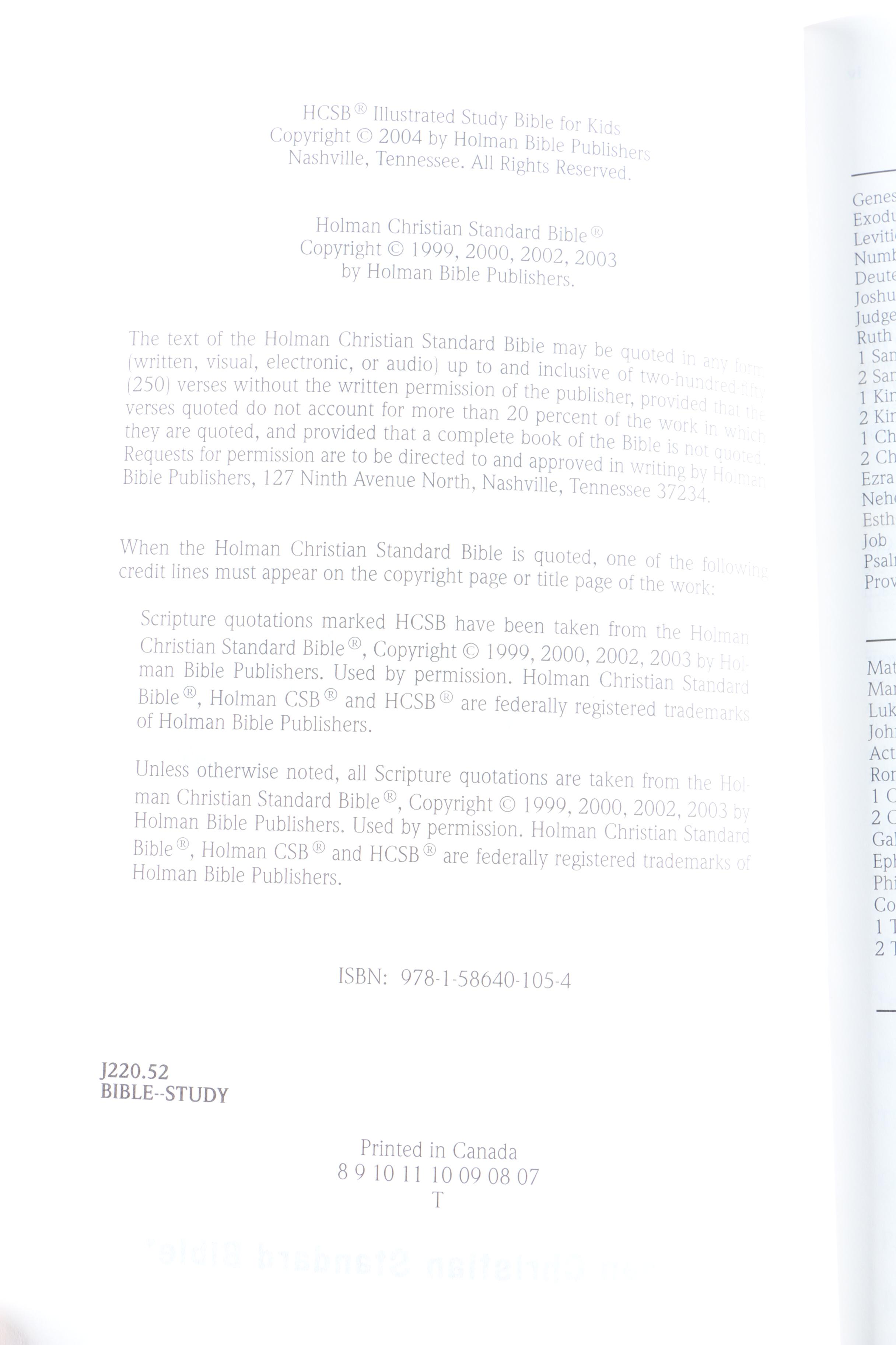 2003 "Illustrated Study Bible for Kids"