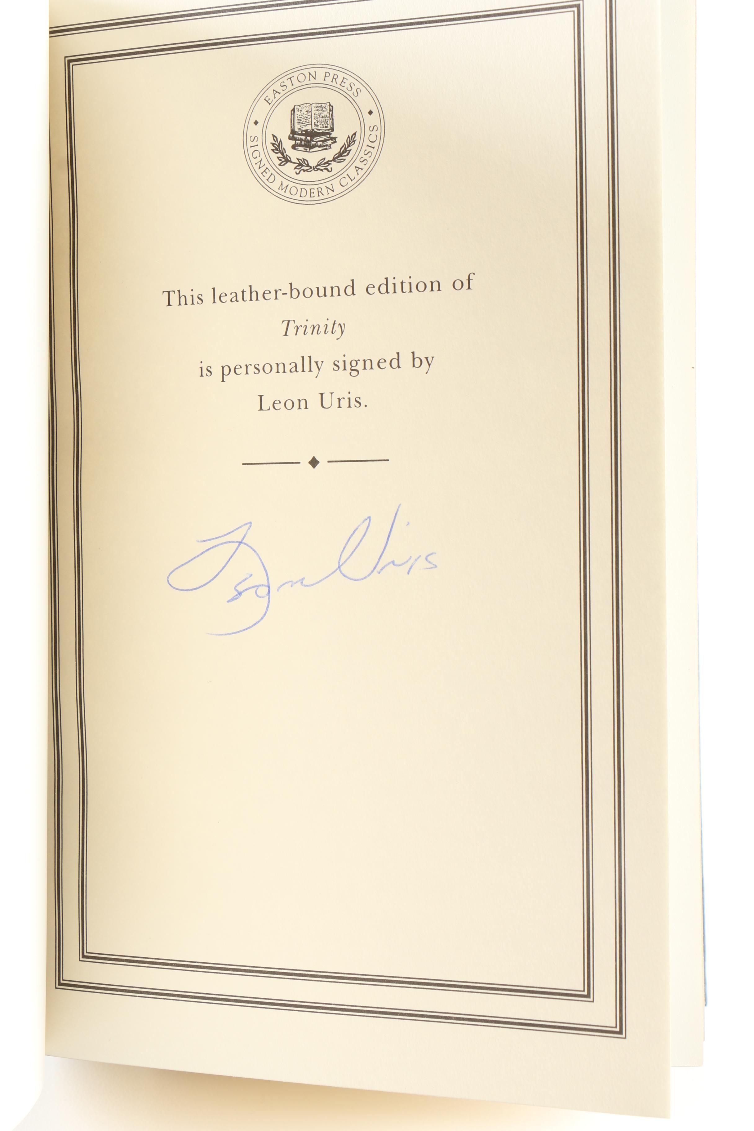 Easton Press 1999 Signed "Trinity" by Leon Uris