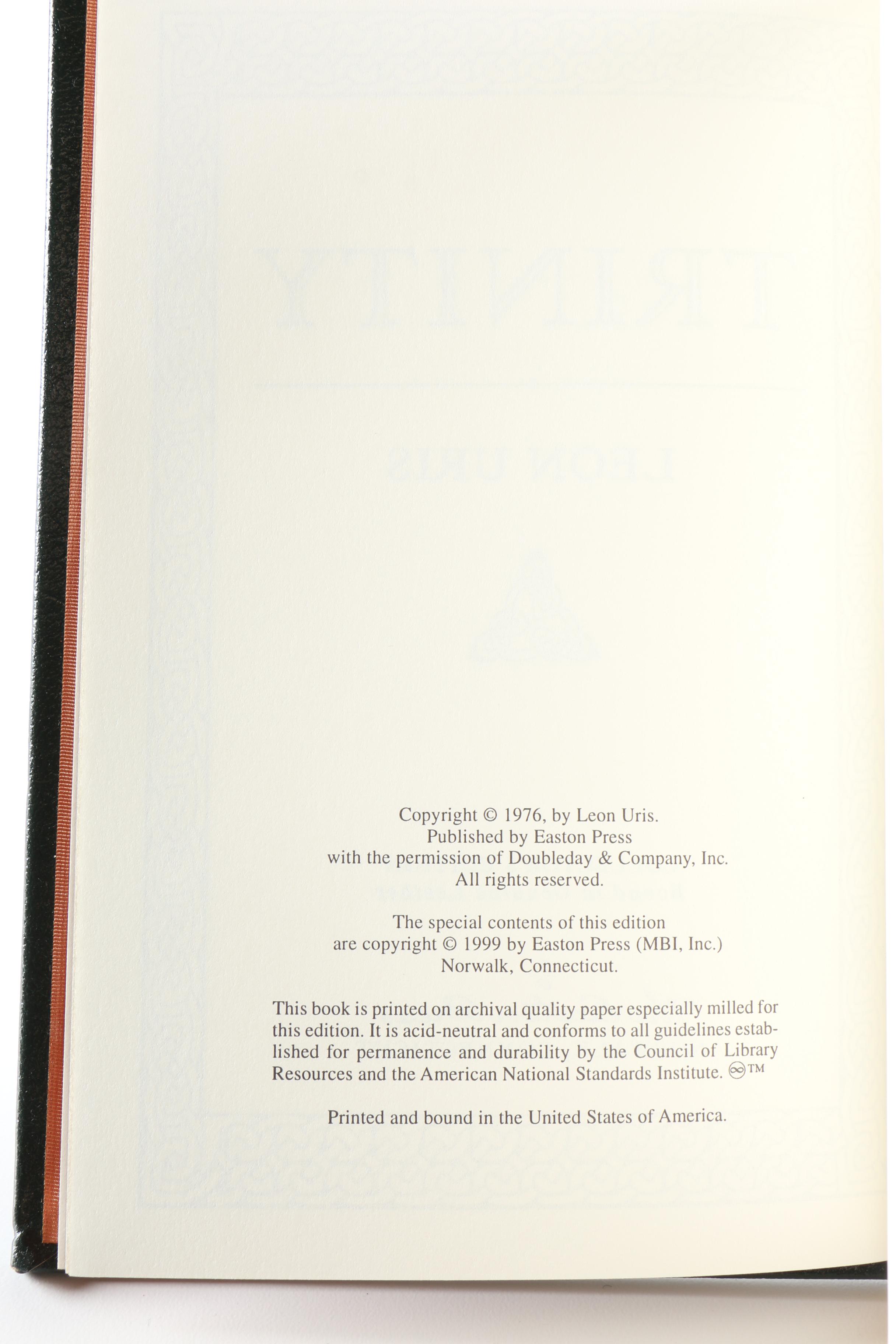 Easton Press 1999 Signed "Trinity" by Leon Uris