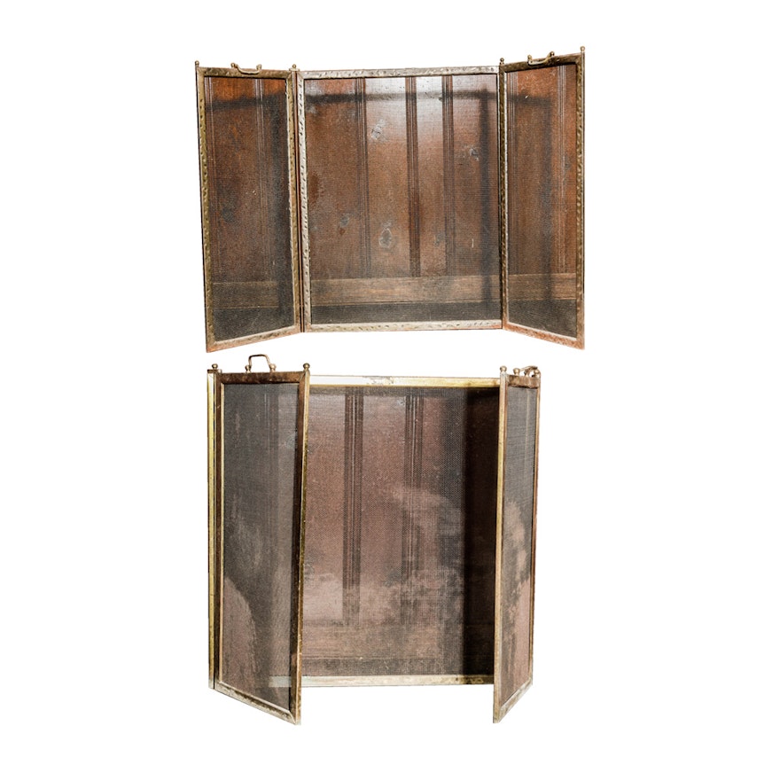 Pair of Vintage Rustic Metal Fireplace Screens